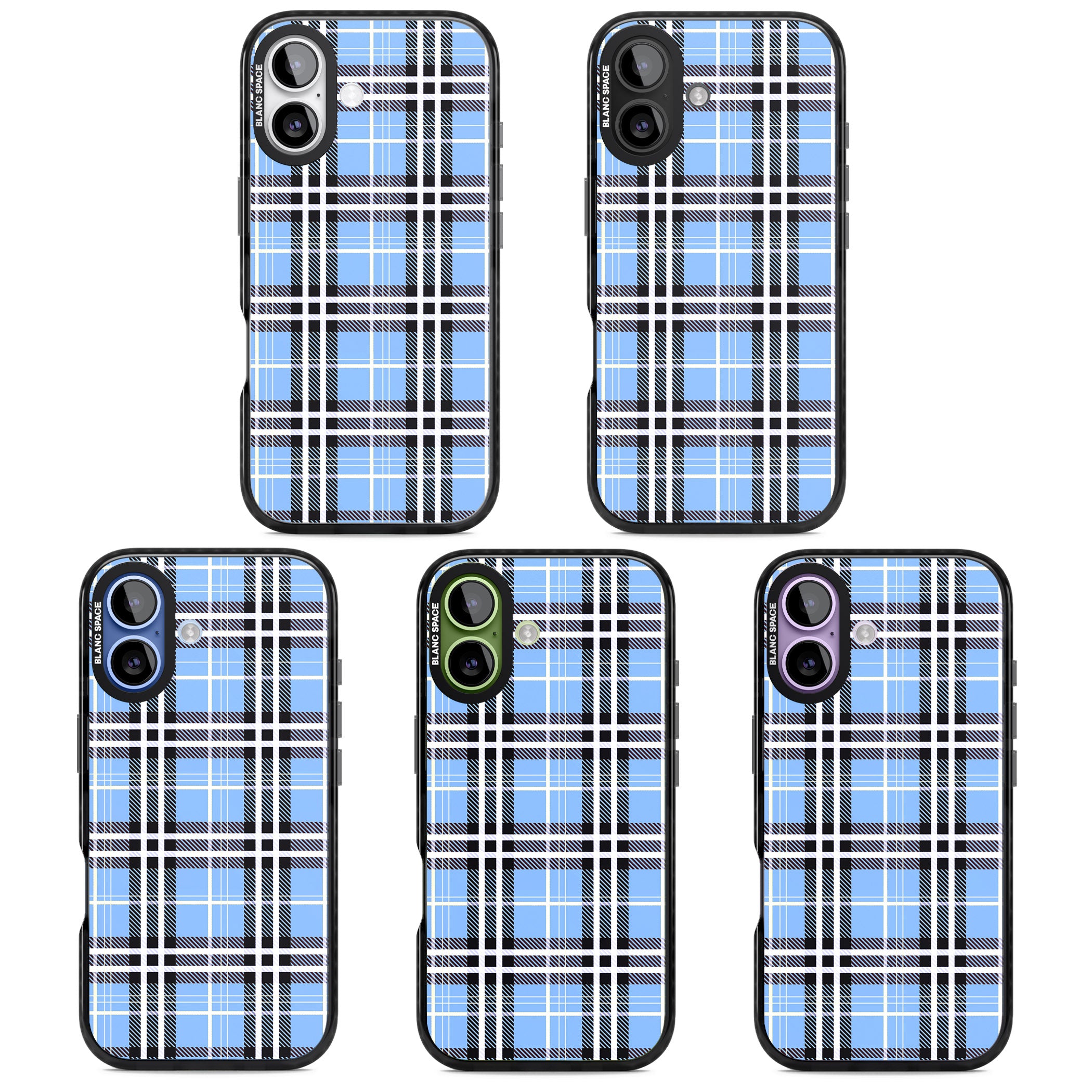 Blue Plaid iPhone 17 Impact Pro Black Phone Case APT Impact Protection
