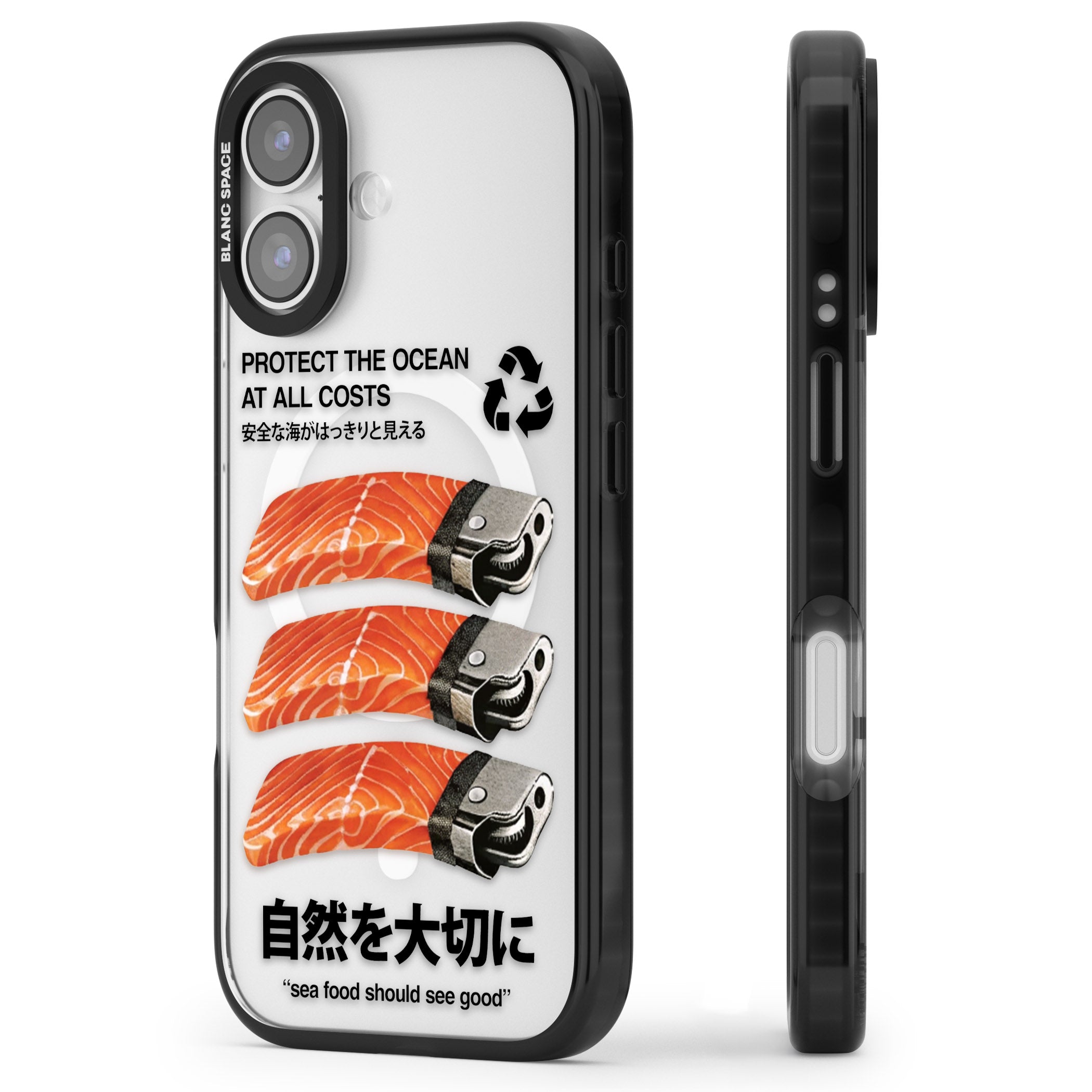 Protect The Ocean iPhone 17 Impact Pro Black Phone Case Side Profile