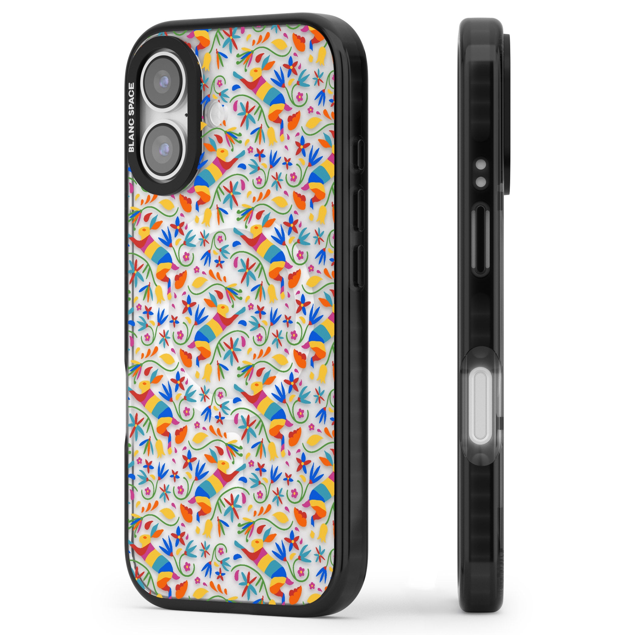 Vibrant Floral Mosaic iPhone 17 Impact Pro Black Phone Case Side Profile