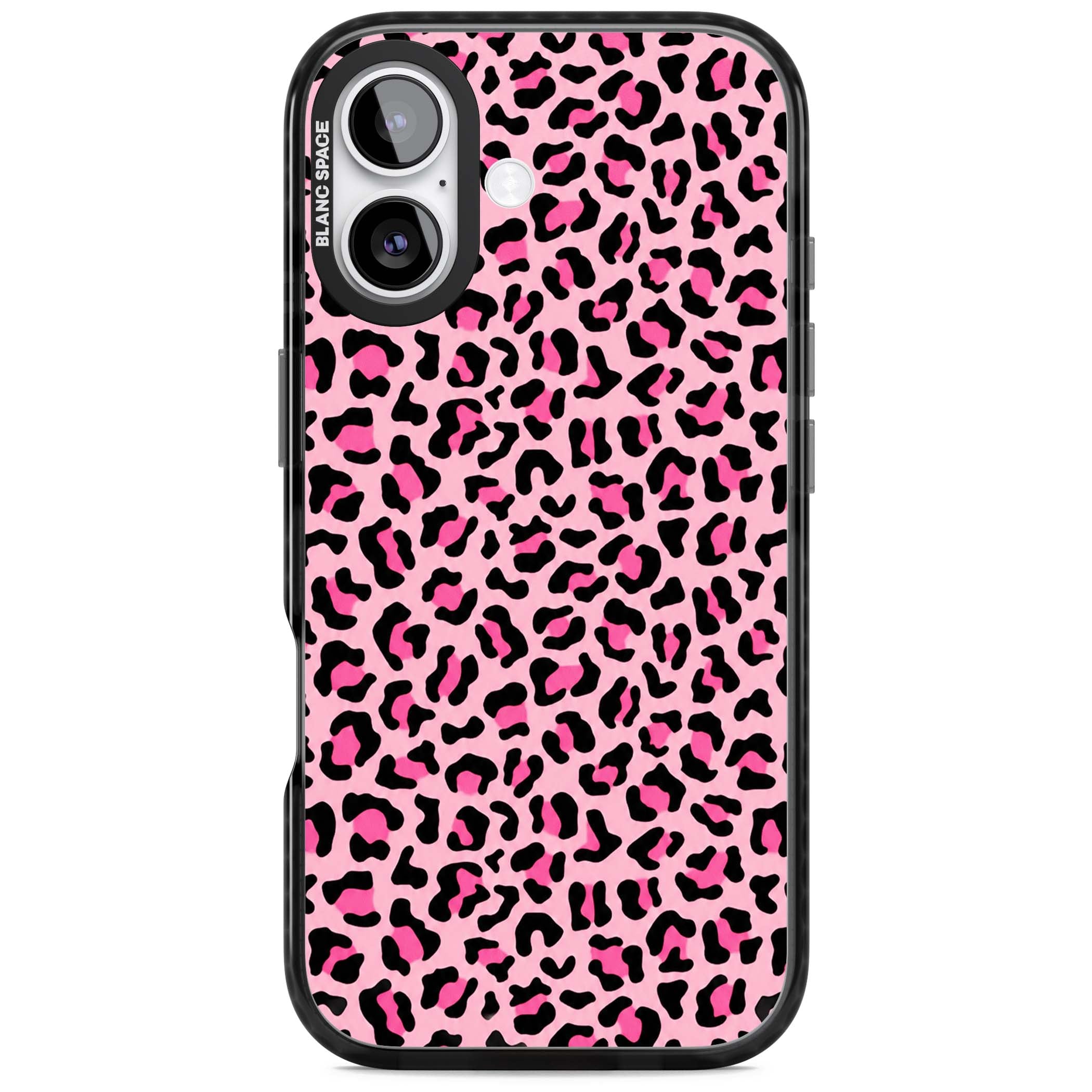 Pink Leopard baddie iPhone case | Black Impact Magsafe case for iPhone 17