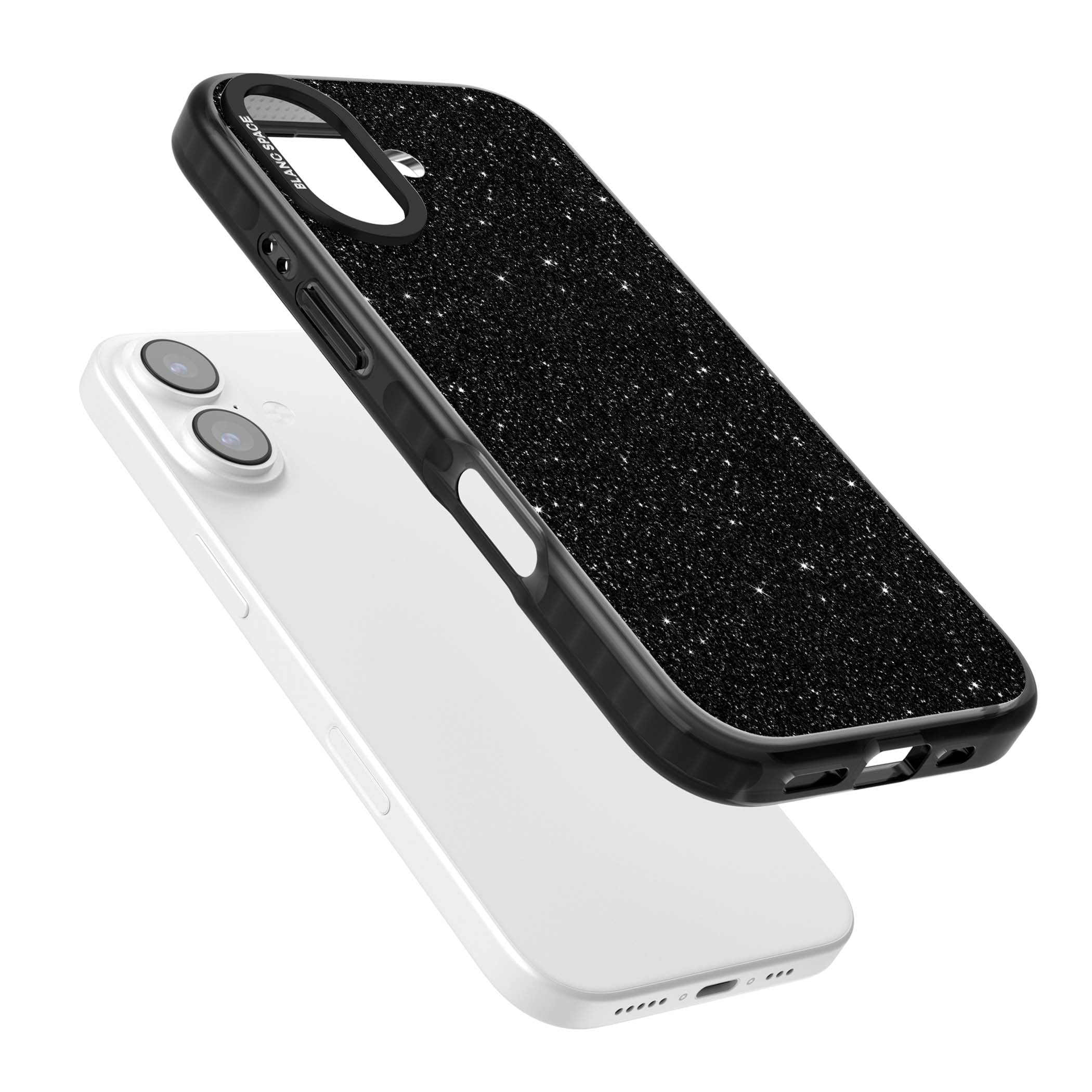 Black Glitter black glitter iPhone case featuring an all-over sparkly shimmer pattern on a jet black base | Black Impact Magsafe case for iPhone 17