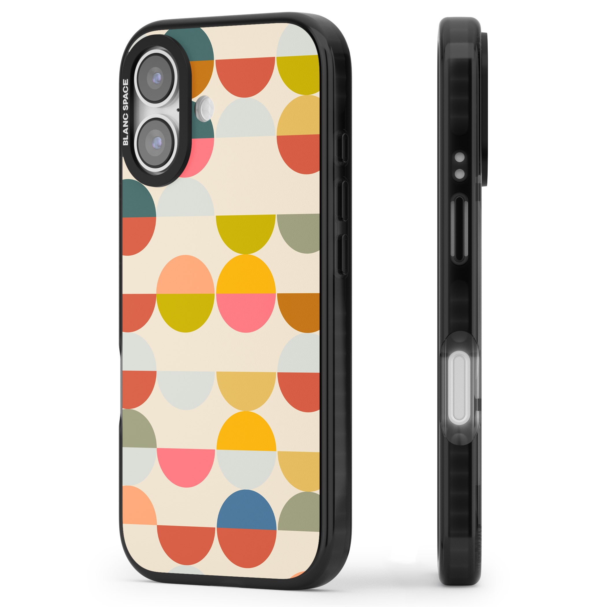 Colorful Retro Circles iPhone 17 Impact Pro Black Phone Case Side Profile