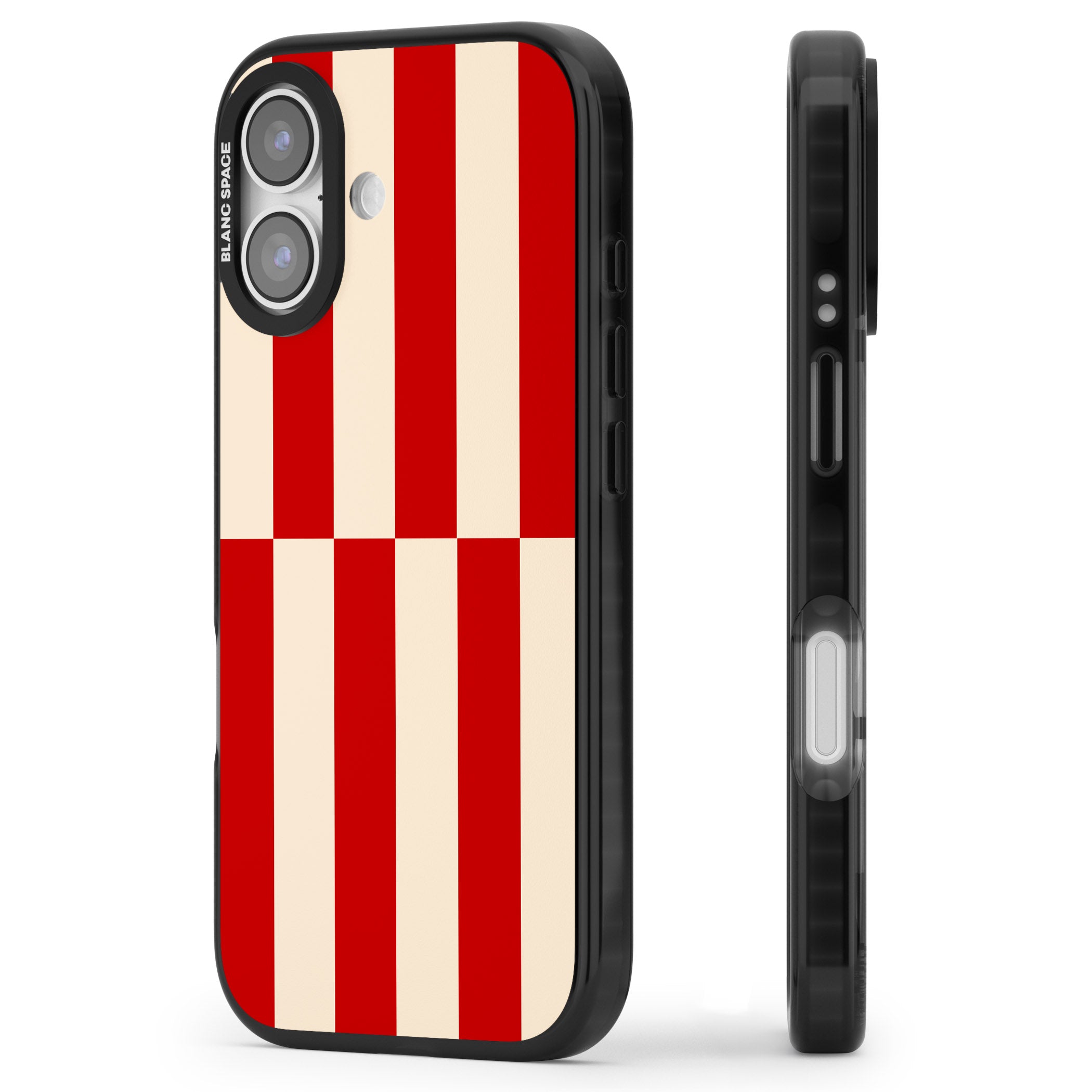 Retro Red Stripes iPhone 17 Impact Pro Black Phone Case Side Profile