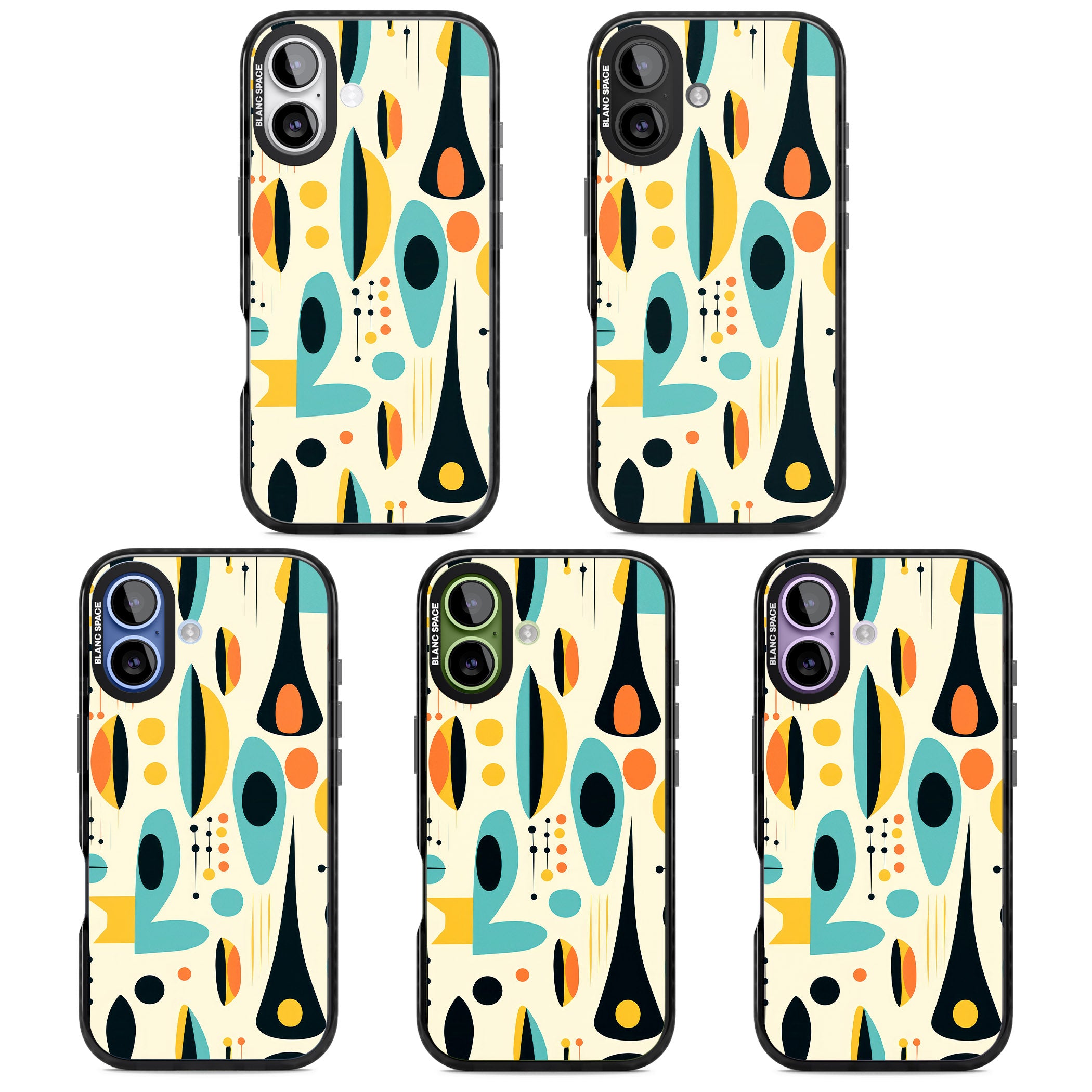 Mid Century Atomic Pattern iPhone 17 Impact Pro Black Phone Case APT Impact Protection