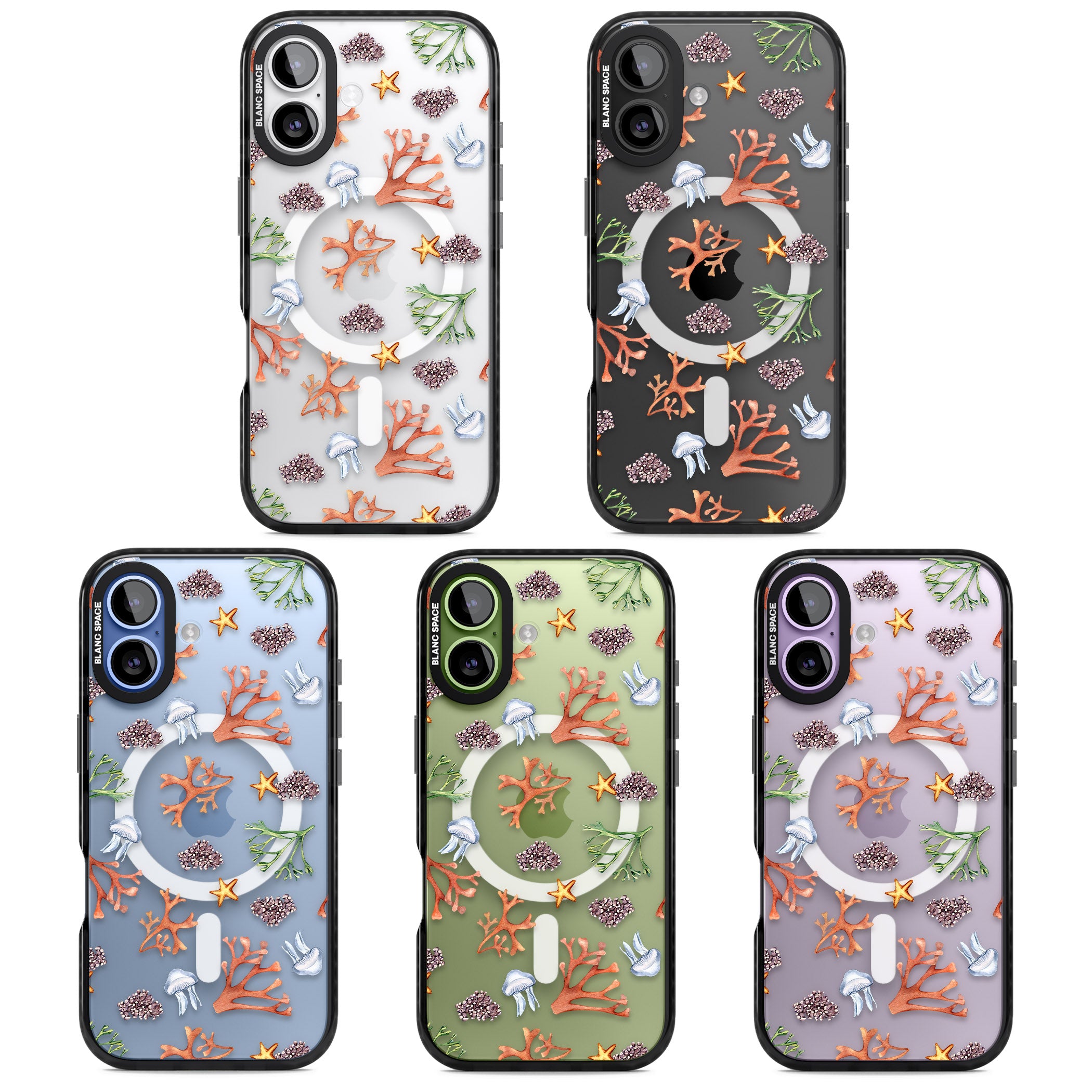 Coral & Jellyfish iPhone 17 Impact Pro Black Phone Case APT Impact Protection