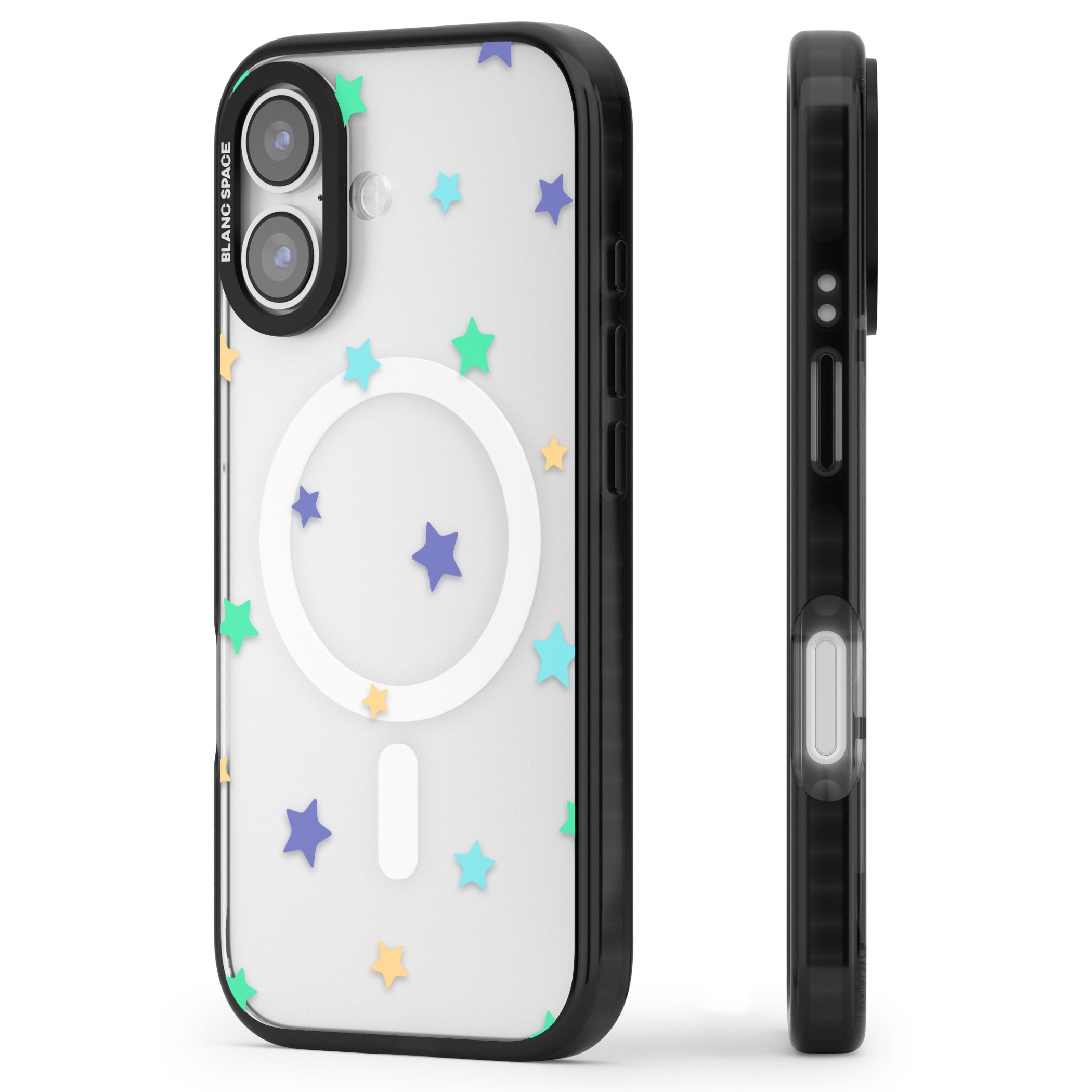 Pastel Star Pattern iPhone 17 Impact Pro Black Phone Case Side Profile