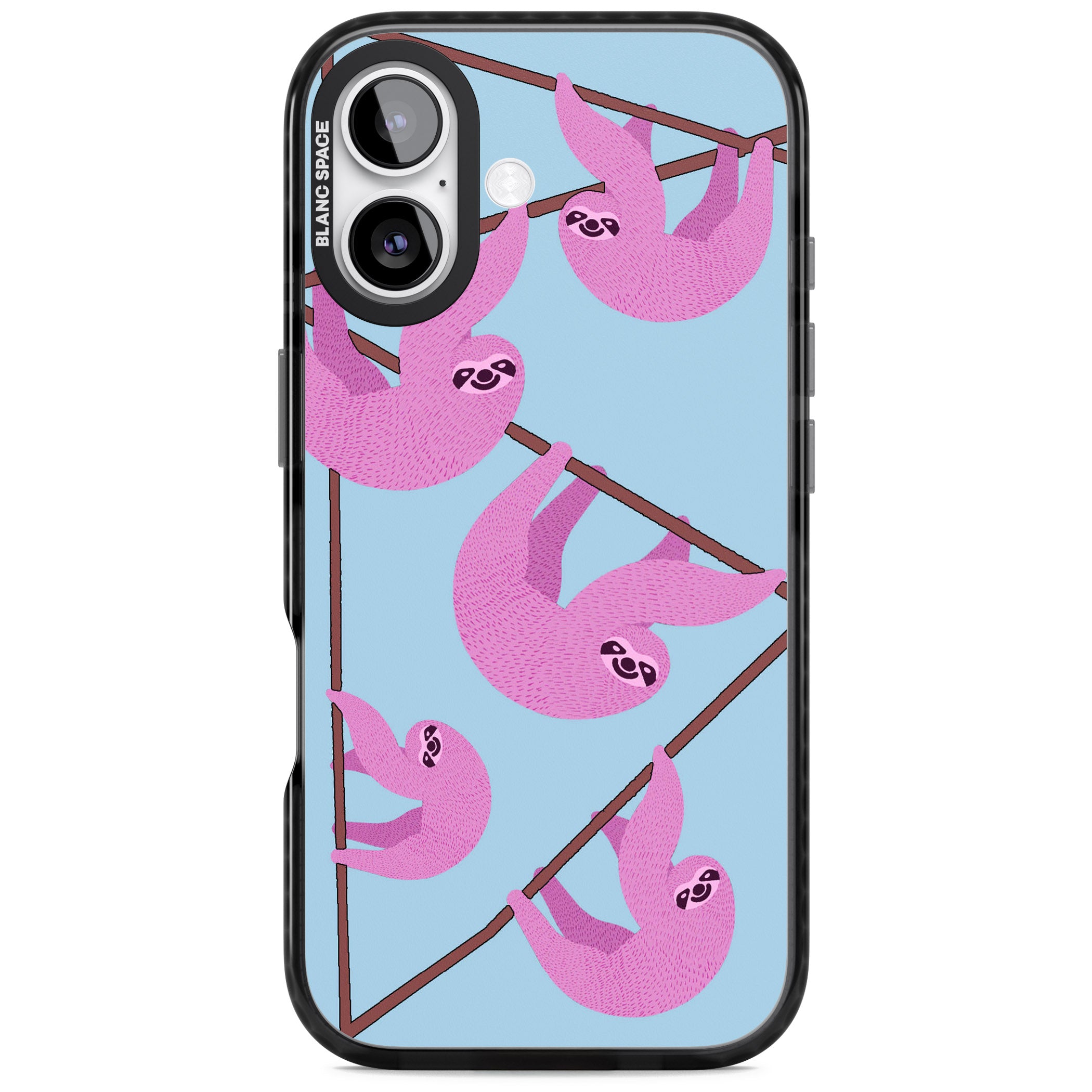 Pink Sloth iPhone 17 Impact Pro Black Phone Case