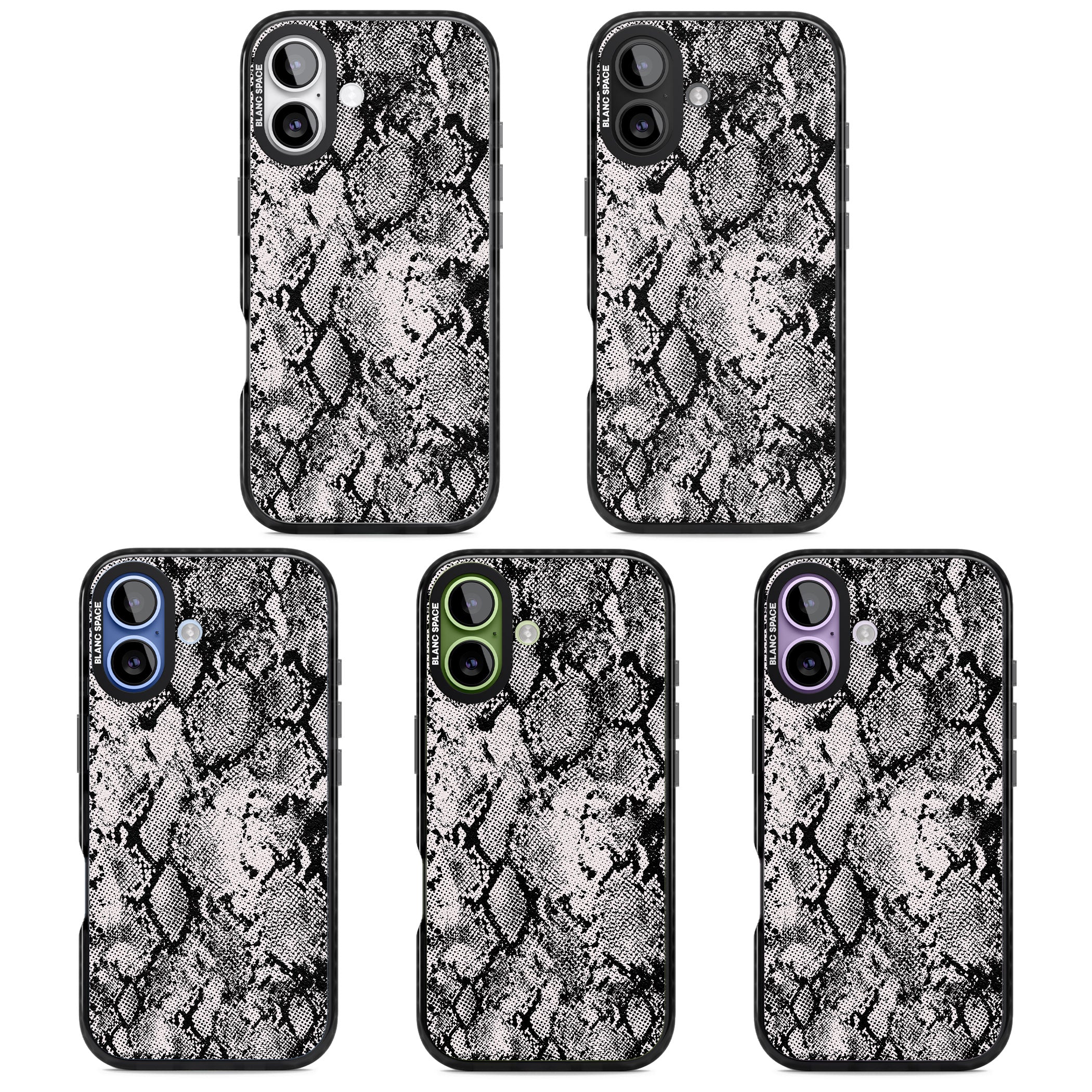 Pastel Snakeskin Grey iPhone 17 Impact Pro Black Phone Case APT Impact Protection