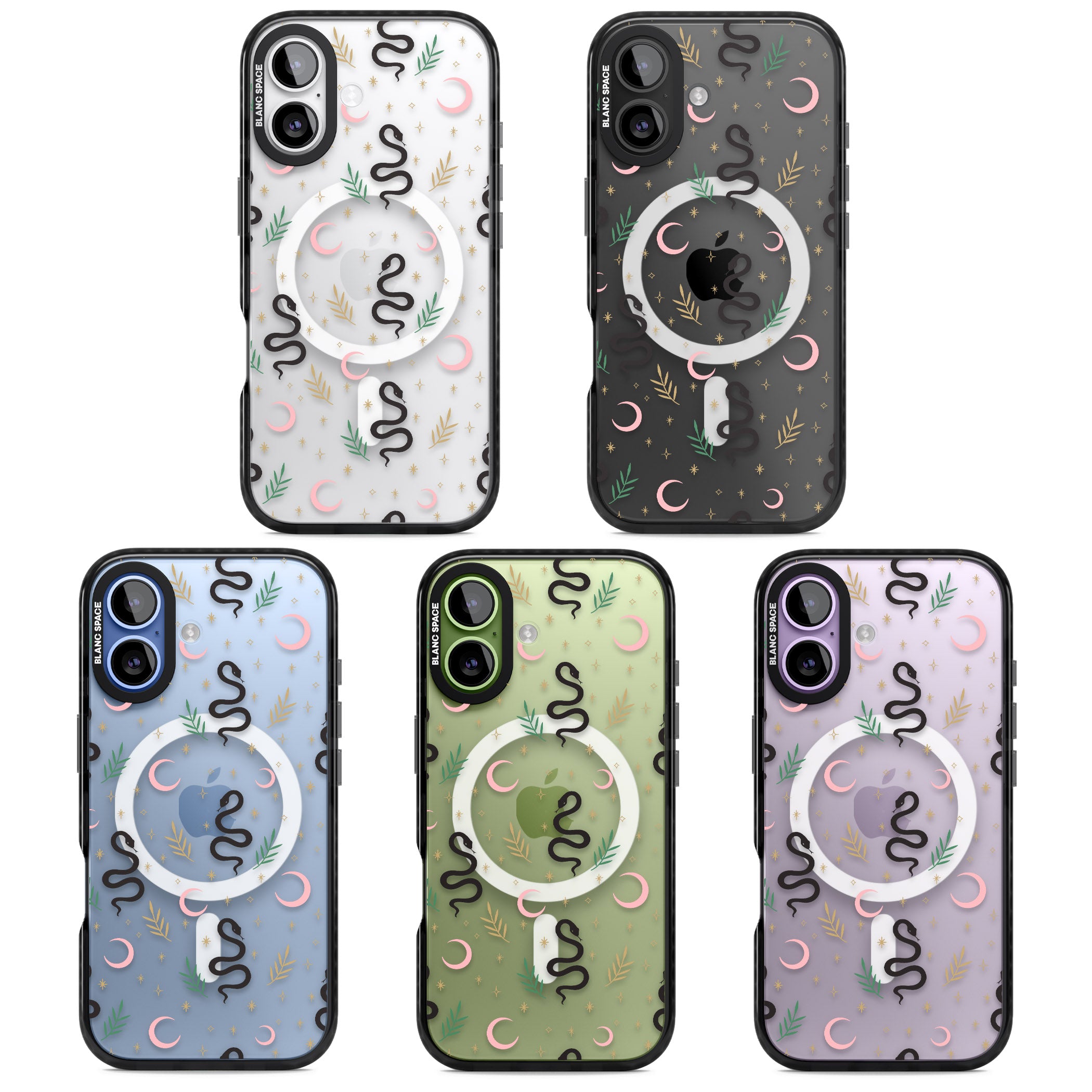 Snake & Moon Pattern iPhone 17 Impact Pro Black Phone Case APT Impact Protection