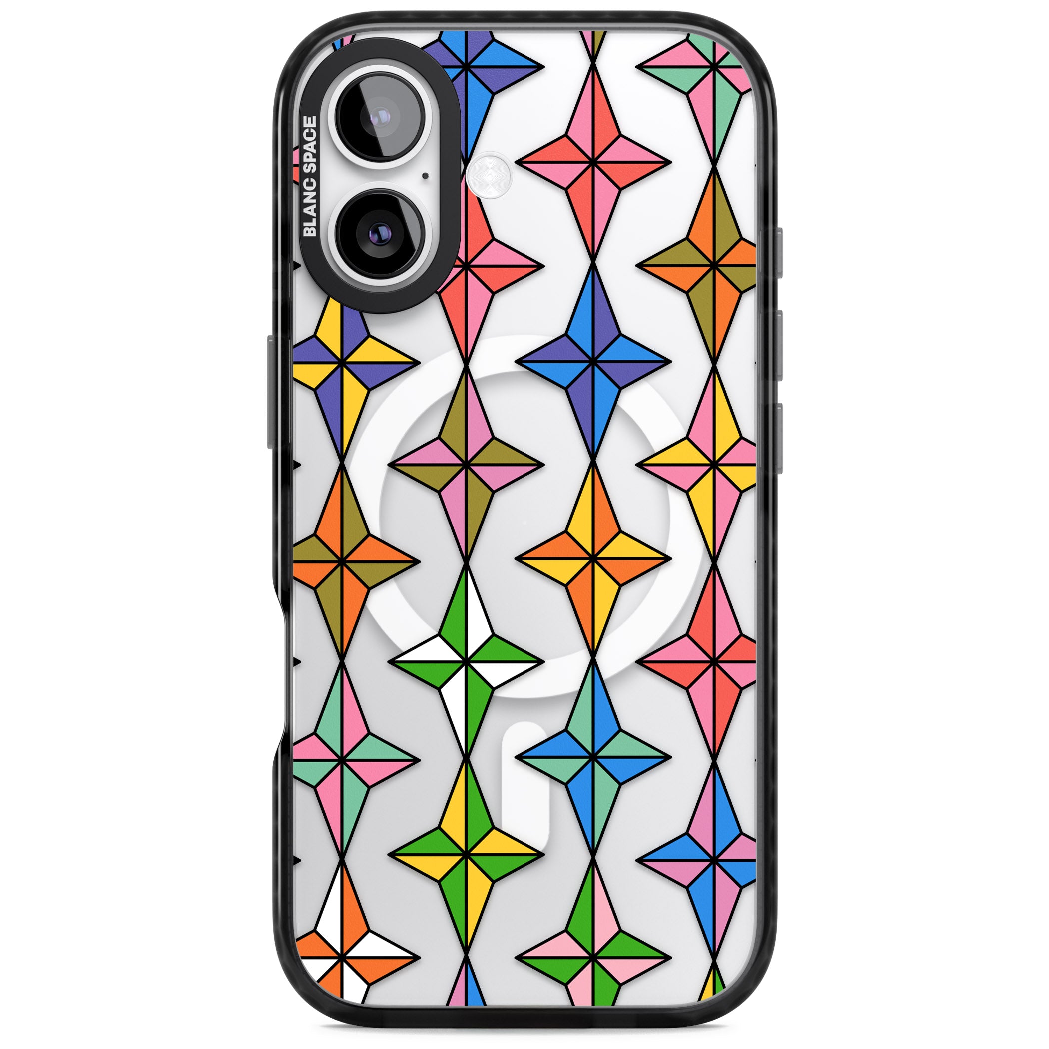 Multi Colour Stars Pattern iPhone 17 Impact Pro Black Phone Case