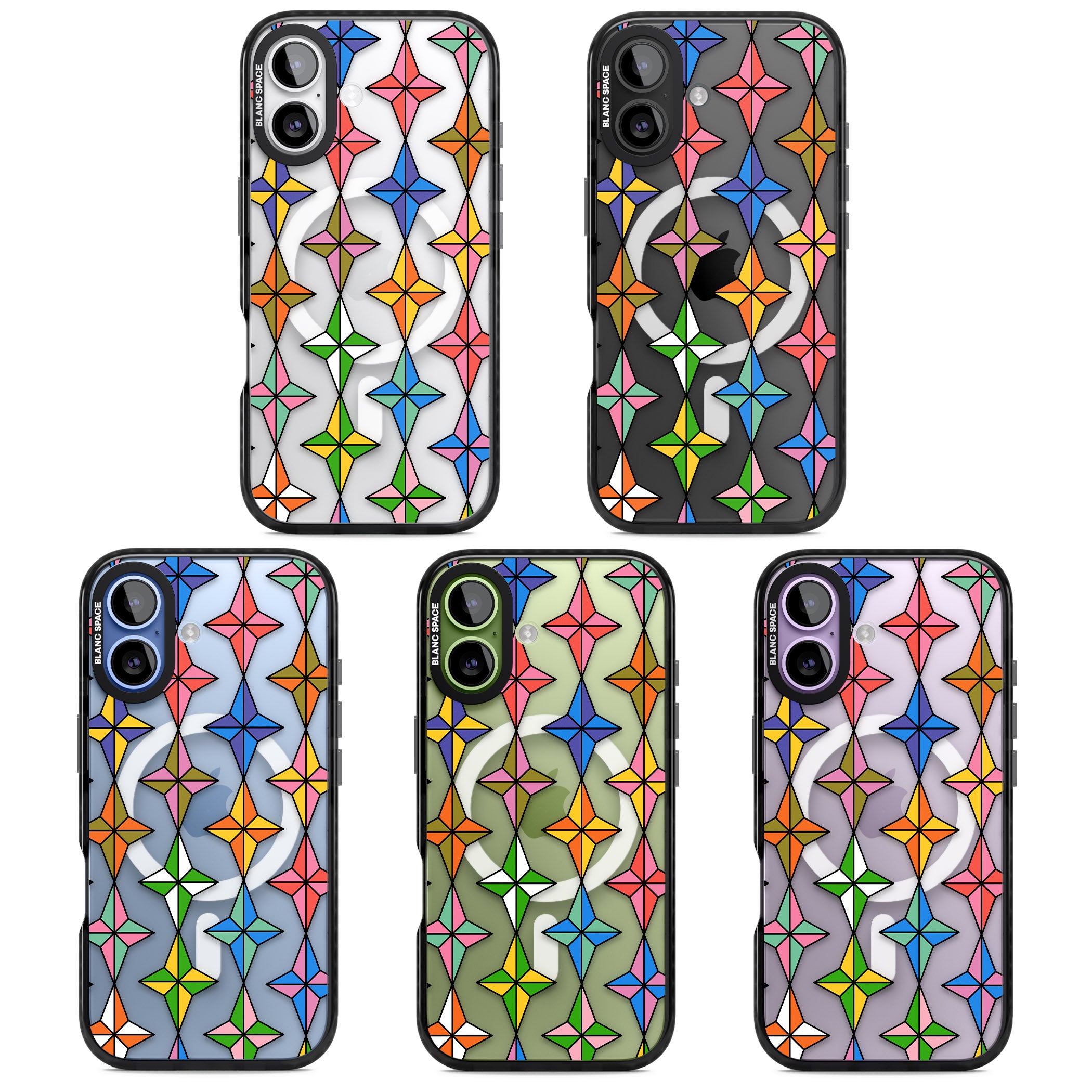 Multi Colour Stars Pattern iPhone 17 Impact Pro Black Phone Case APT Impact Protection