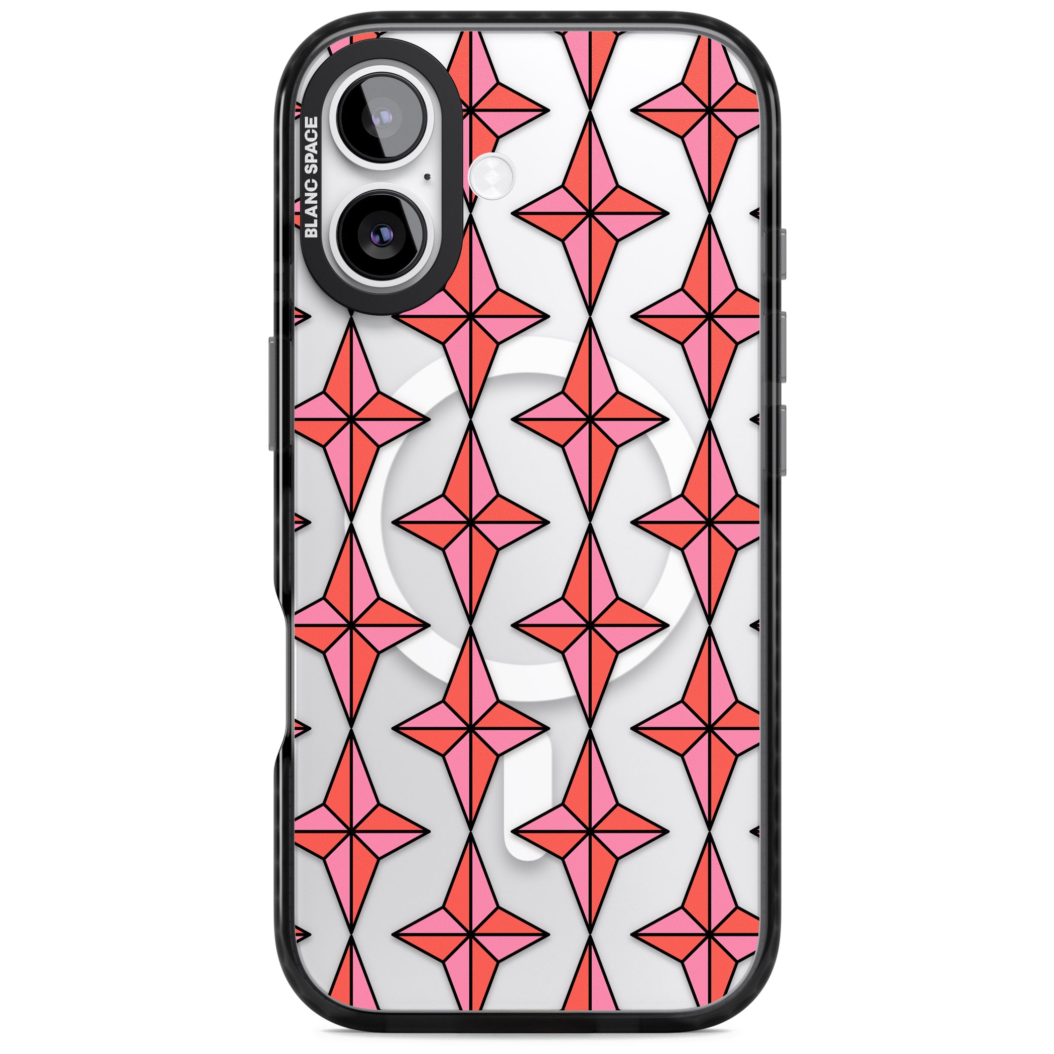 Rose Stars Pattern (Clear) iPhone 17 Impact Pro Black Phone Case