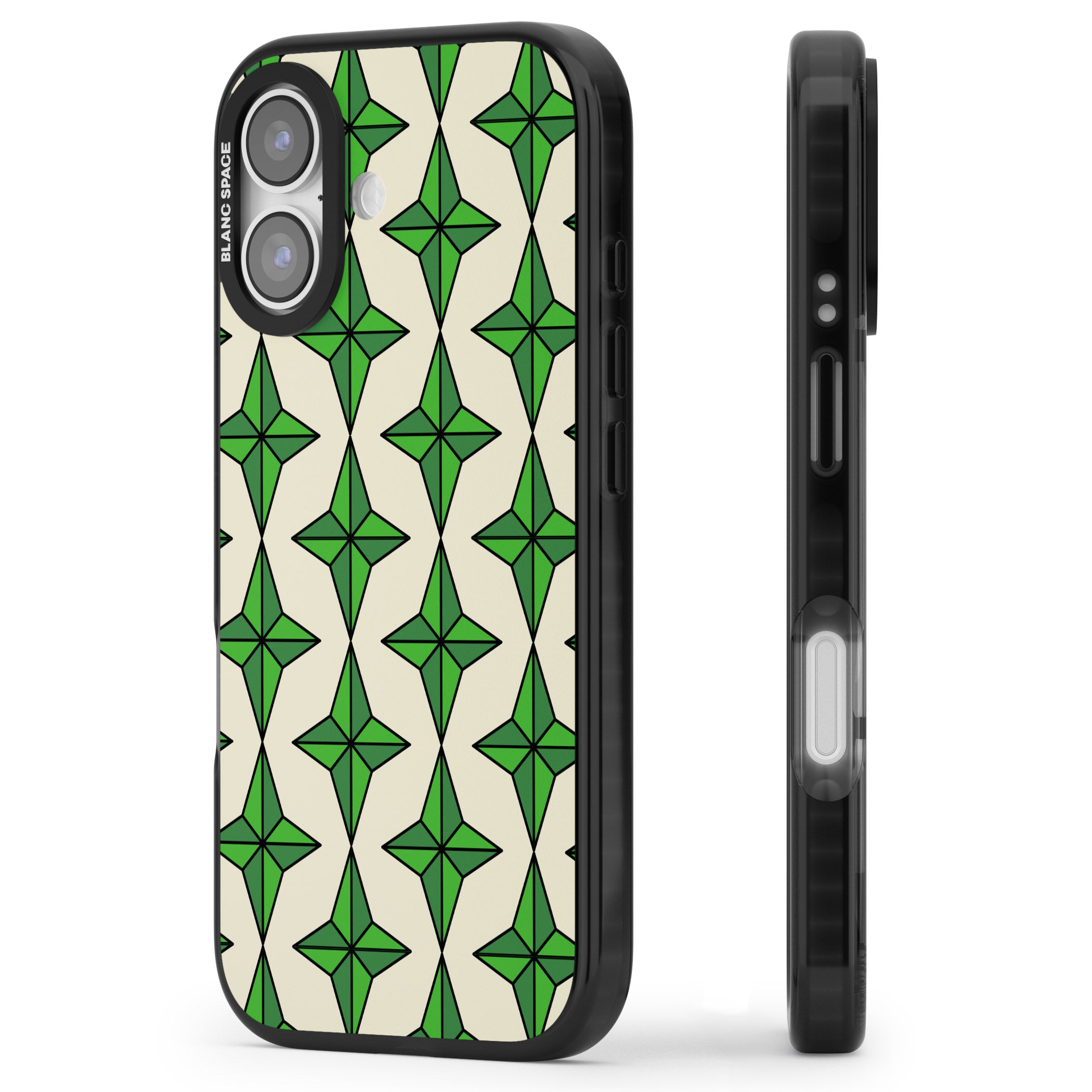 Emerald Stars Pattern iPhone 17 Impact Pro Black Phone Case Side Profile