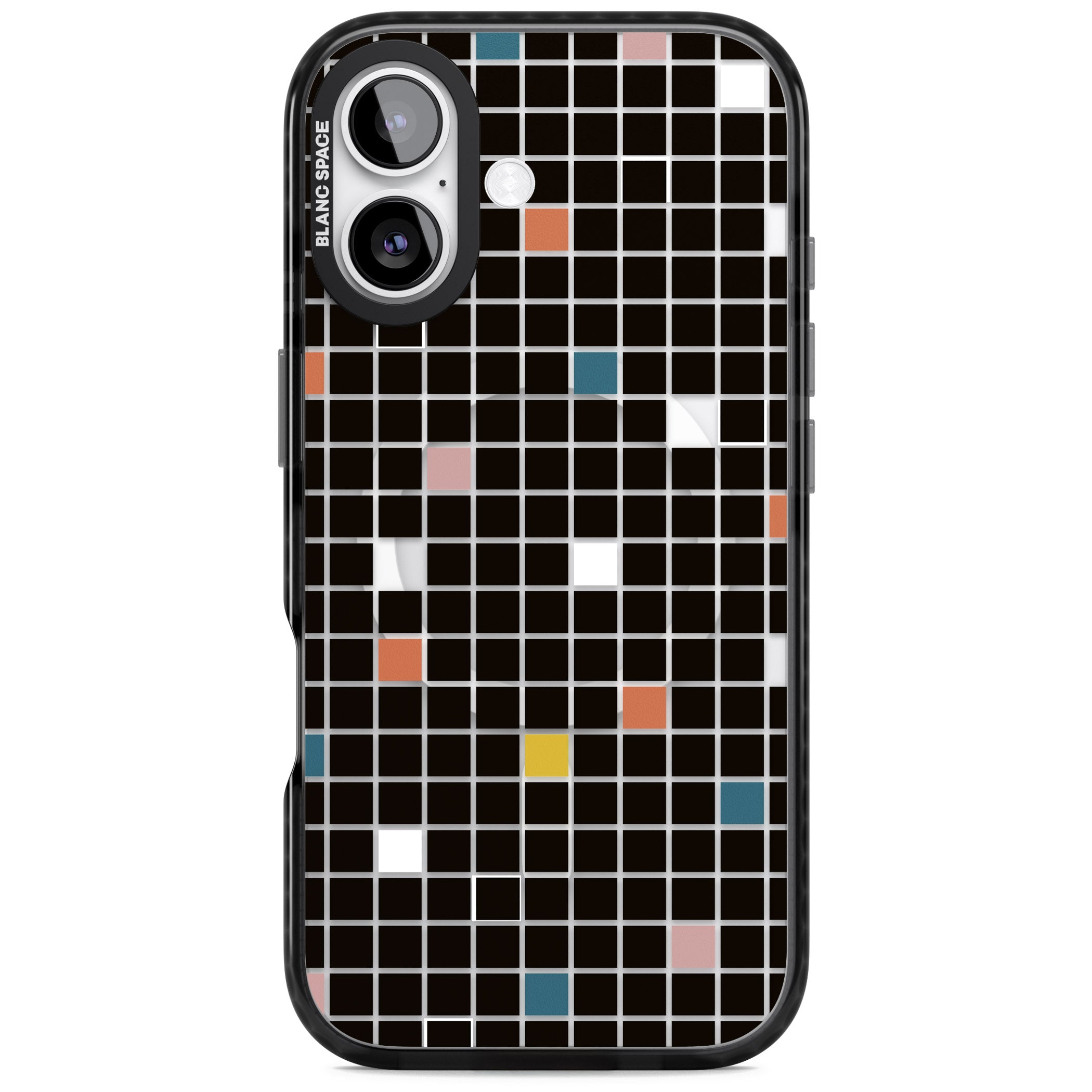 Earthtone Black Geometric Grid iPhone 17 Impact Pro Black Phone Case