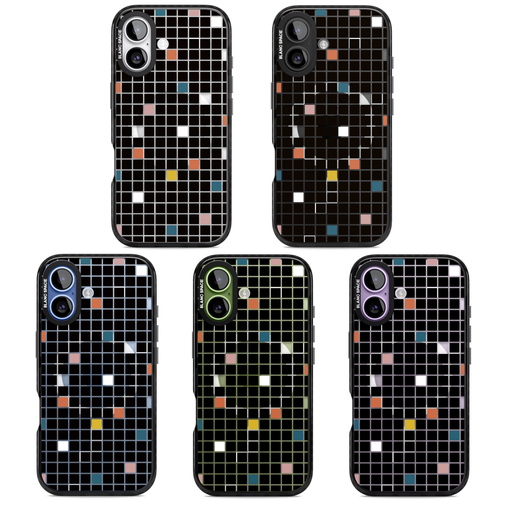 Earthtone Black Geometric Grid iPhone 17 Impact Pro Black Phone Case APT Impact Protection