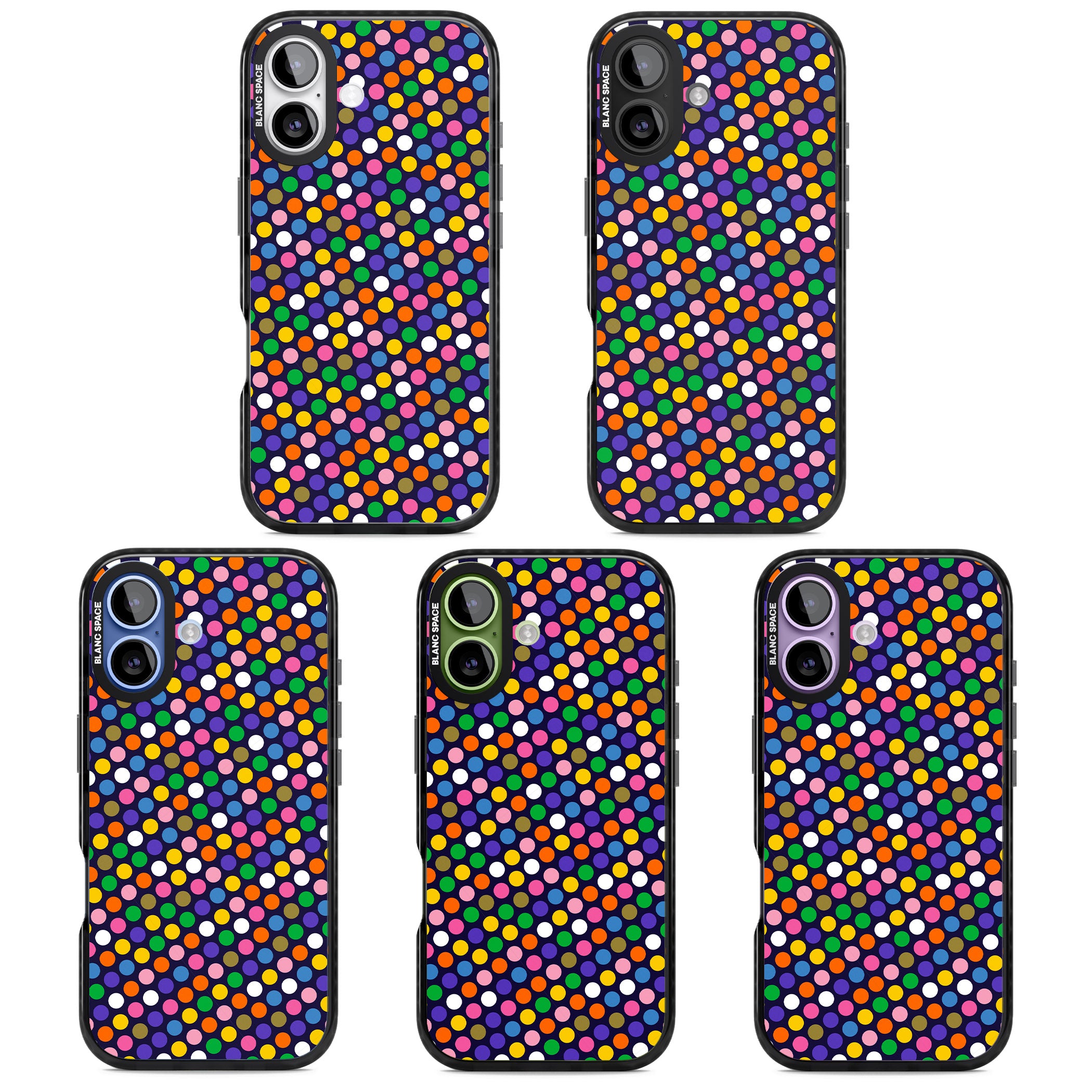 Multicolour Polka Dot Fiesta (Purple) iPhone 17 Impact Pro Black Phone Case APT Impact Protection