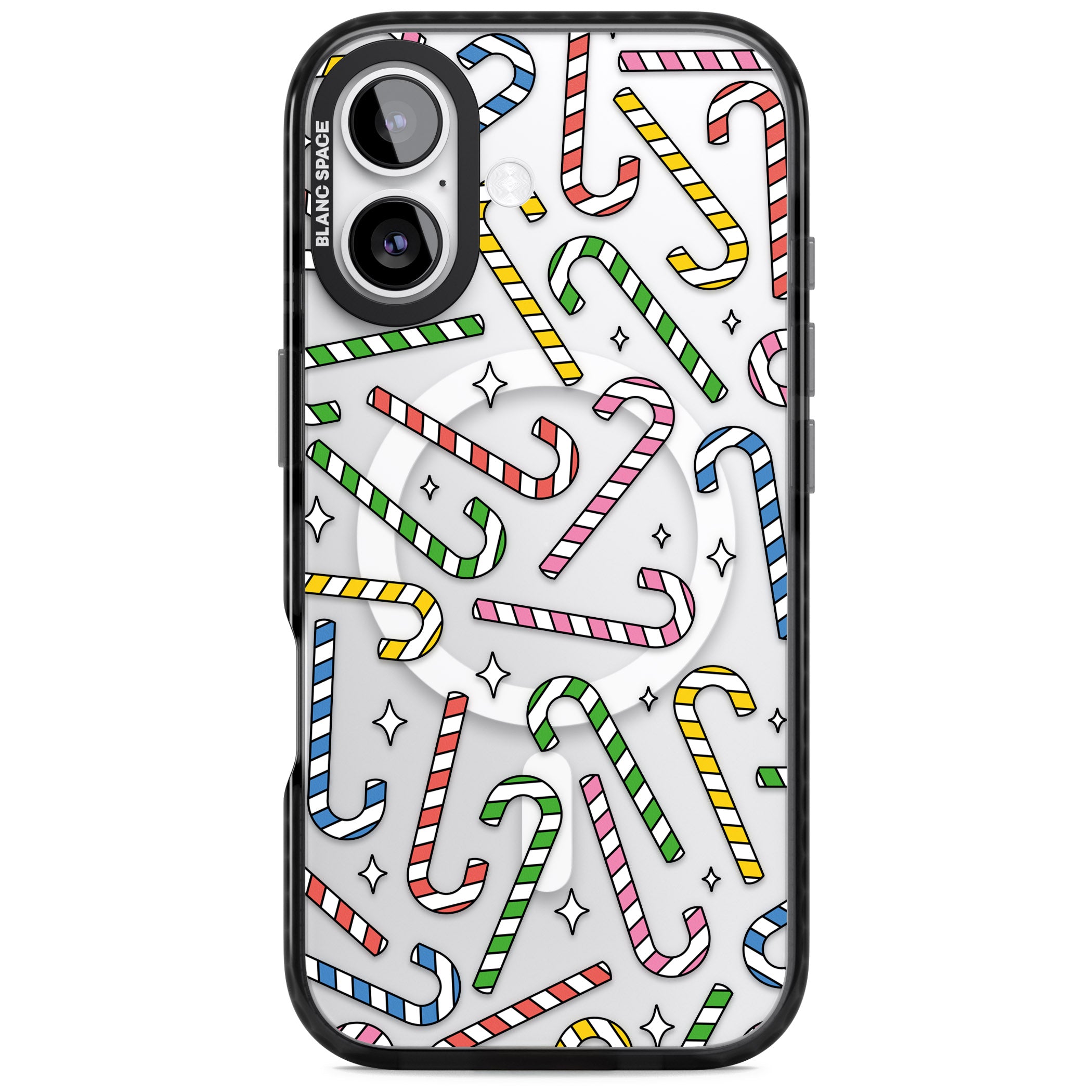 Colourful Stars & Candy Canes iPhone 17 Impact Pro Black Phone Case