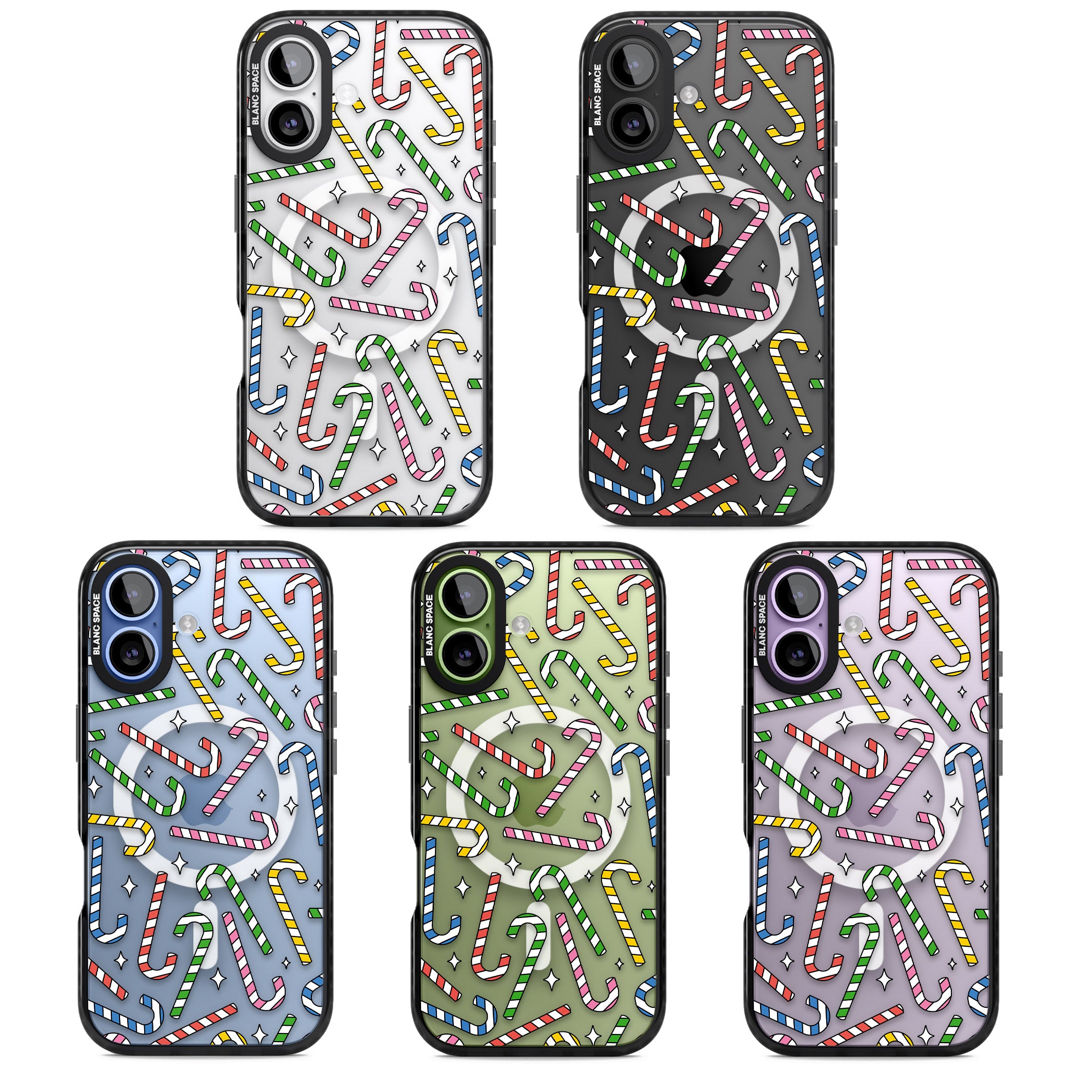 Colourful Stars & Candy Canes iPhone 17 Impact Pro Black Phone Case APT Impact Protection