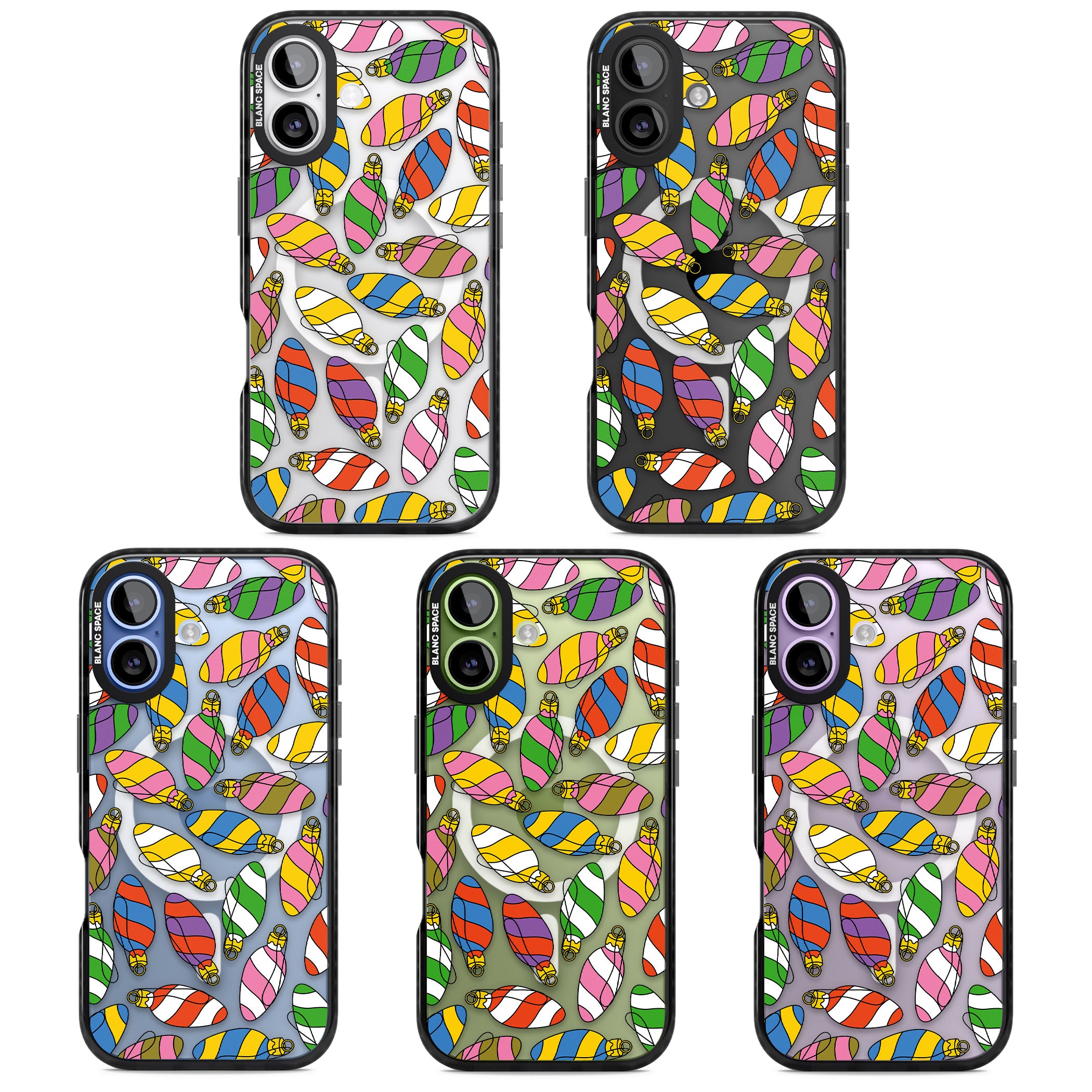 Colourful Holiday Ornaments iPhone 17 Impact Pro Black Phone Case APT Impact Protection