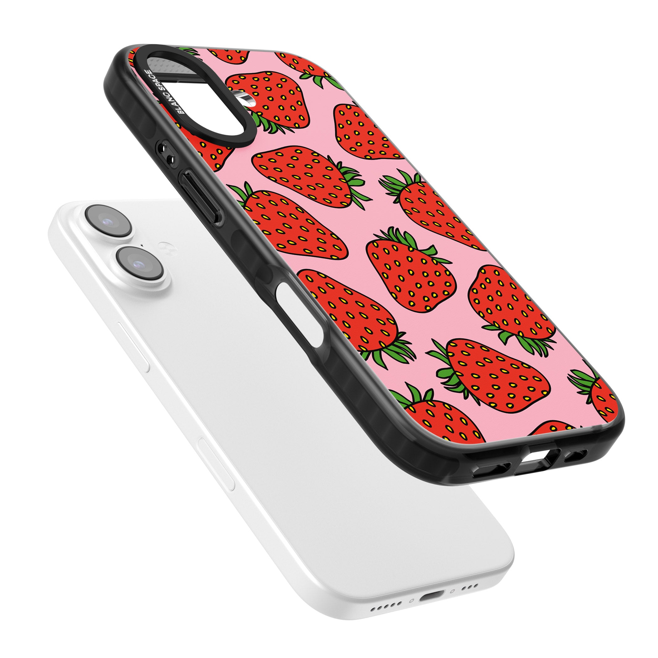 Strawberry Pattern (Pink) iPhone 17 Impact Pro Black Phone Case Colours