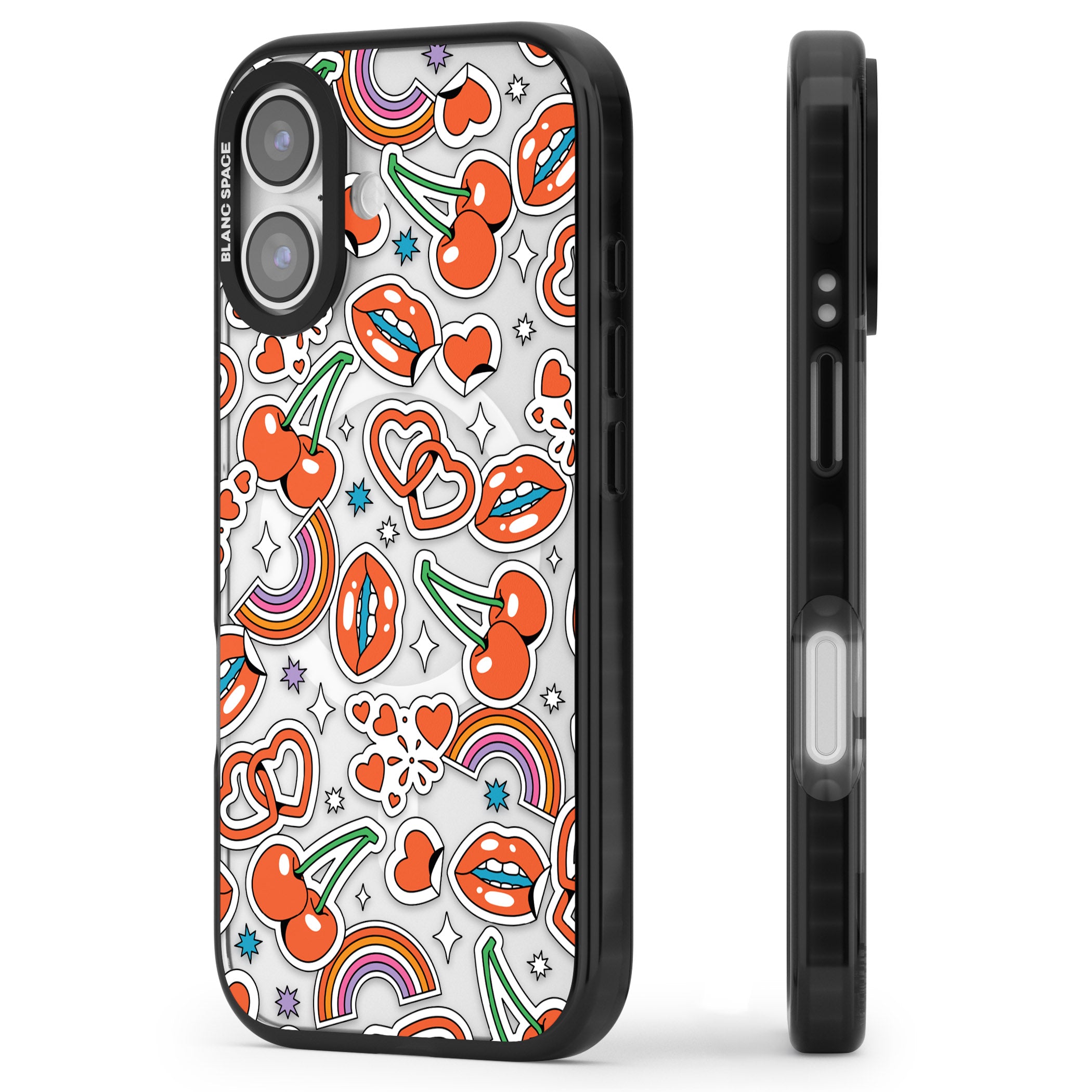 Red Sticker Pop iPhone 17 Impact Pro Black Phone Case Side Profile