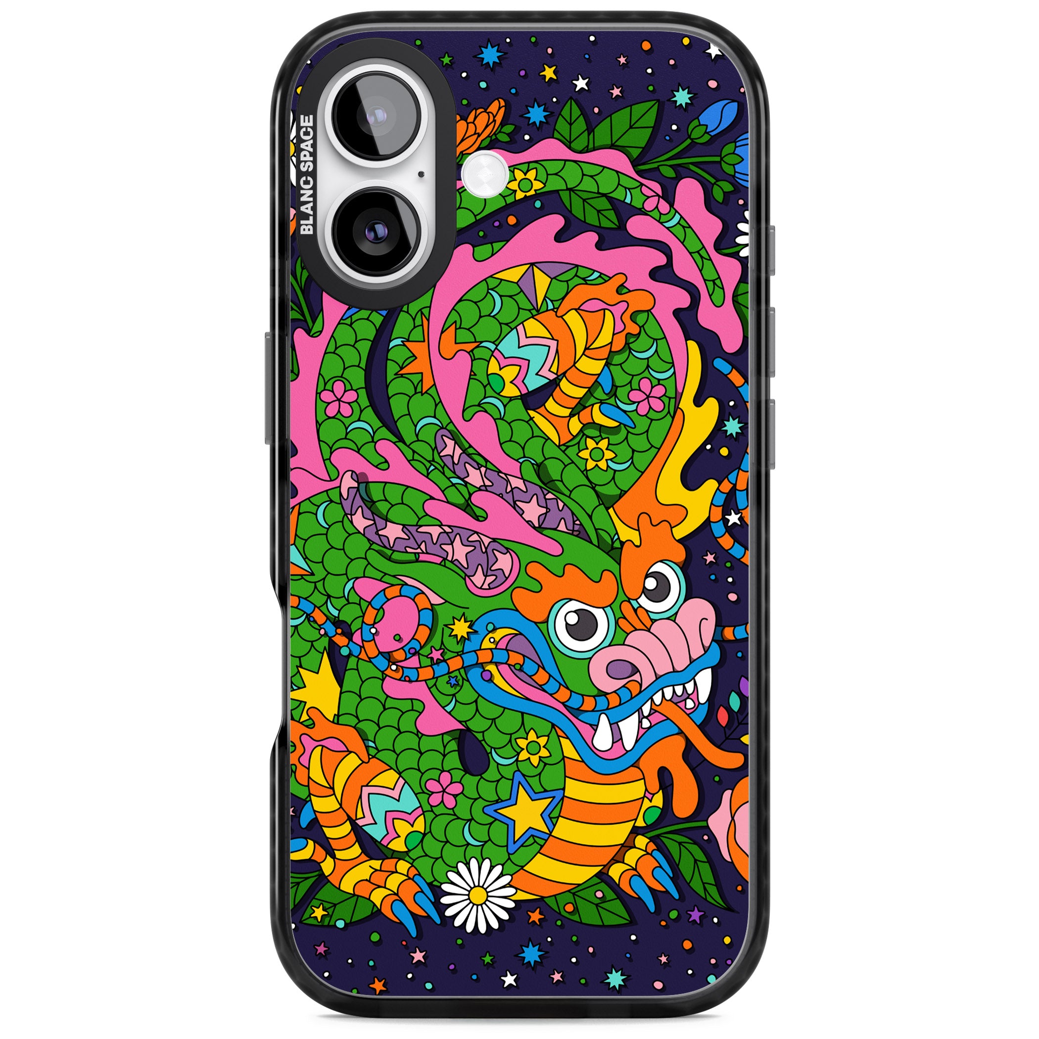 Psychedelic Jungle Dragon (Purple) iPhone 17 Impact Pro Black Phone Case