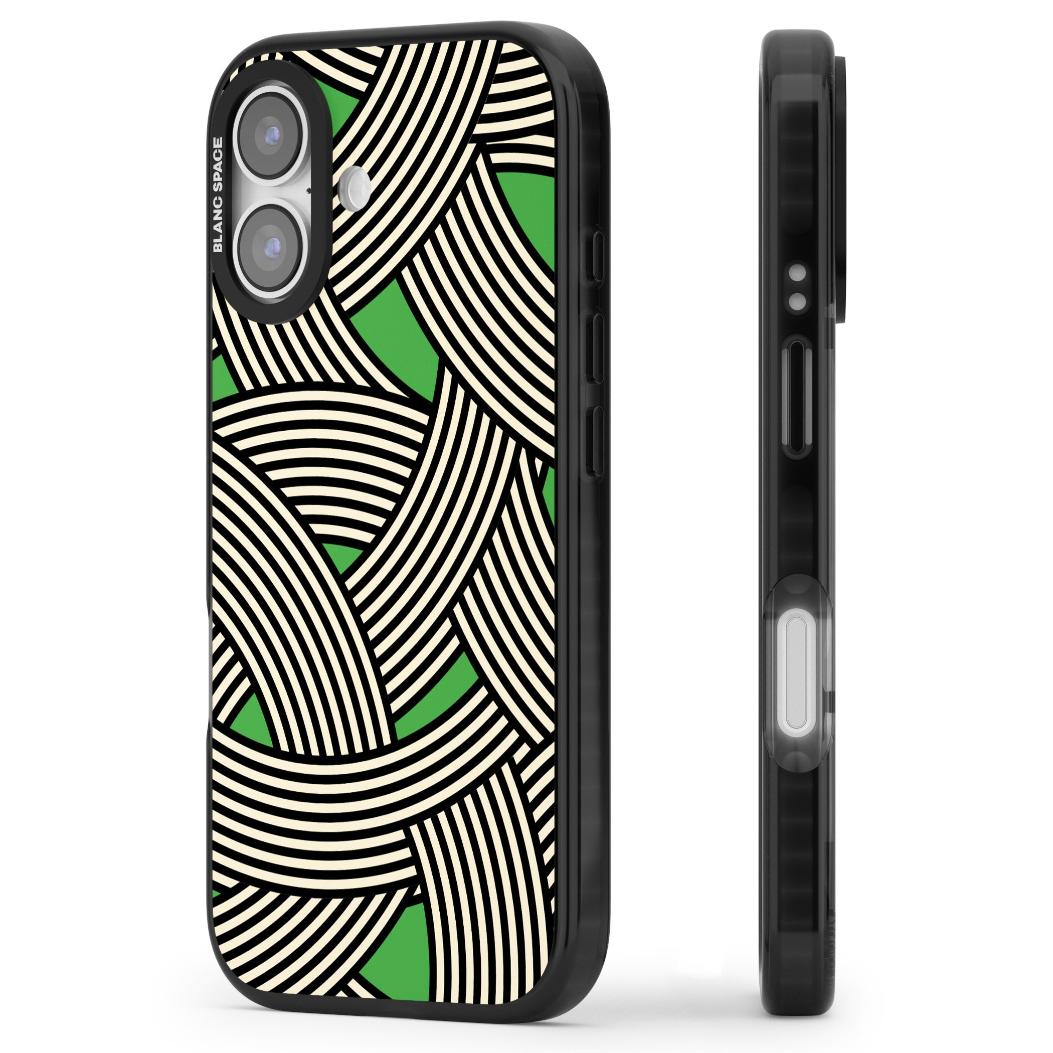 Green Optic Waves iPhone 17 Impact Pro Black Phone Case Side Profile