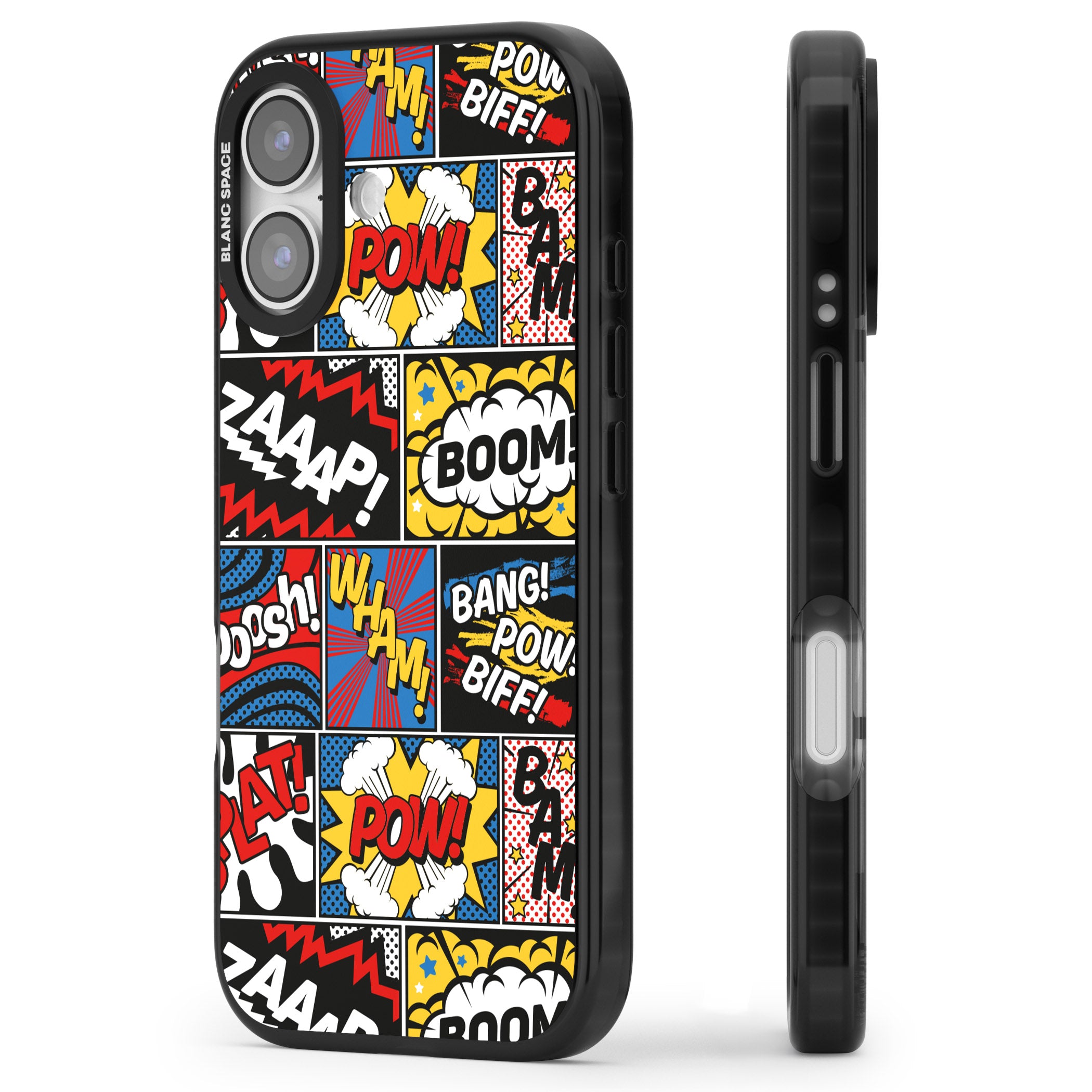 Onomatopoeia iPhone 17 Impact Pro Black Phone Case Side Profile