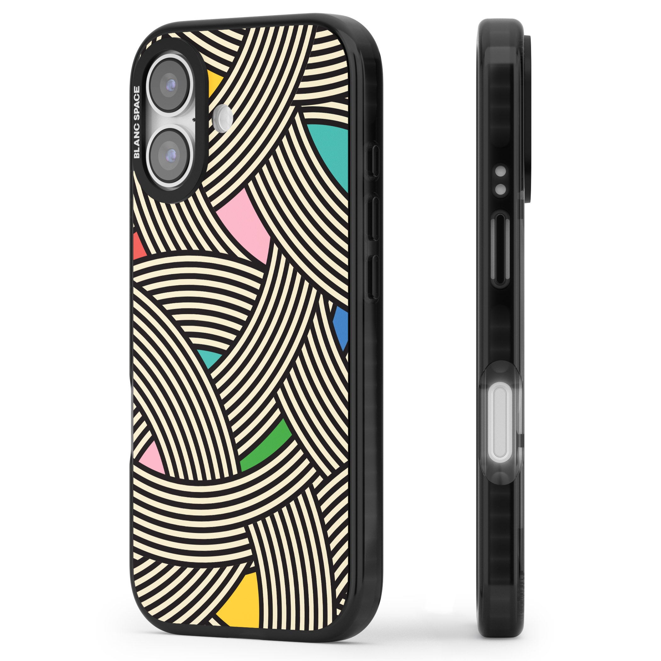 Multicolour Optic Waves iPhone 17 Impact Pro Black Phone Case Side Profile