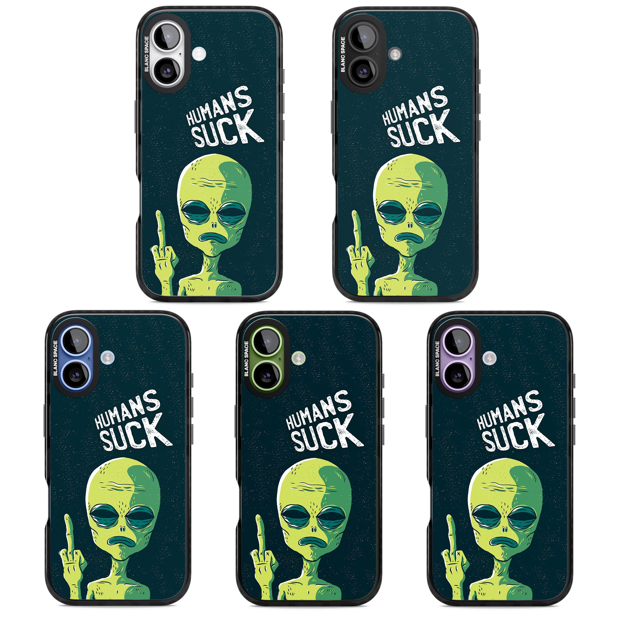 Humans Suck Alien iPhone 17 Impact Pro Black Phone Case APT Impact Protection