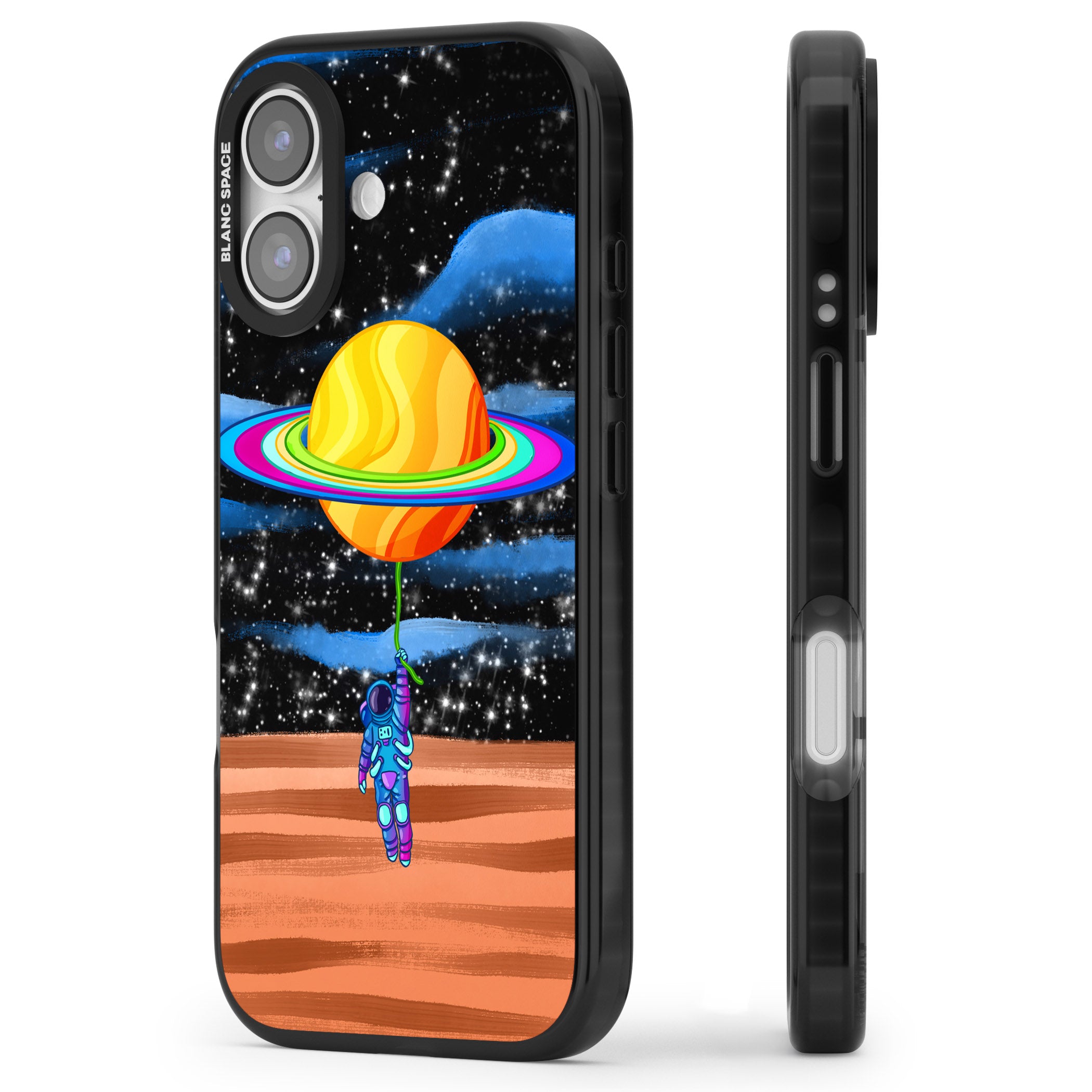 World On Helium iPhone 17 Impact Pro Black Phone Case Side Profile