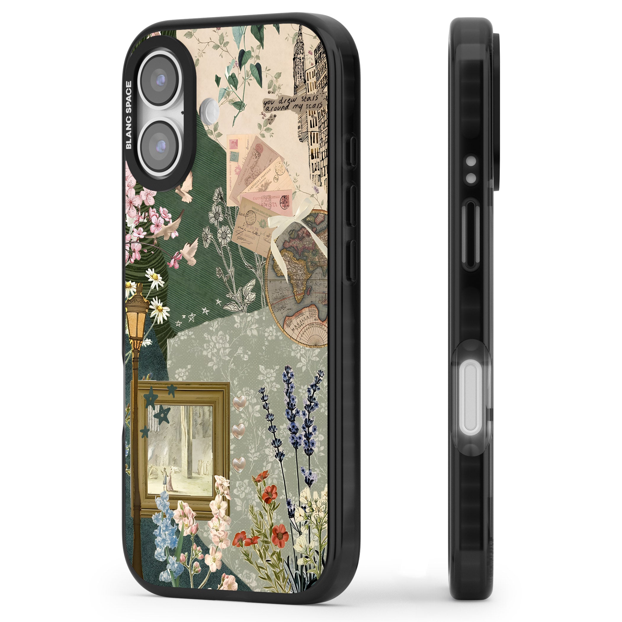 Vintage Spring Collage iPhone 17 Impact Pro Black Phone Case Side Profile