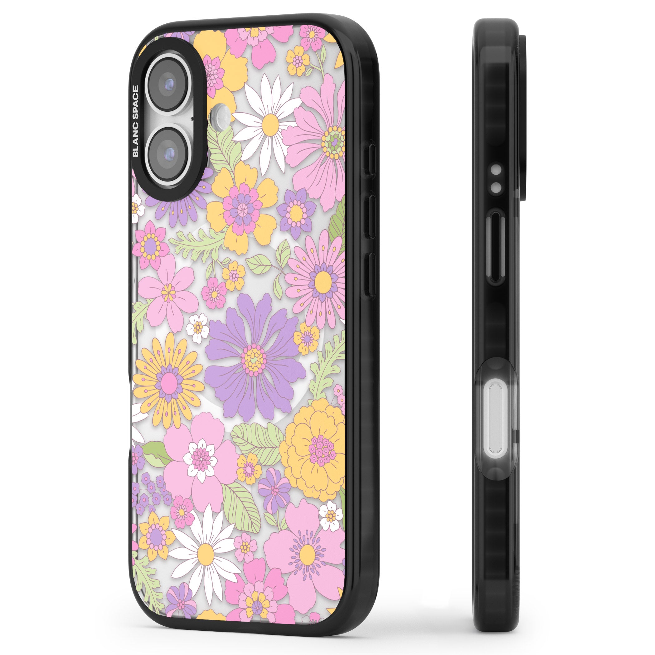 Soft Flower Mix iPhone 17 Impact Pro Black Phone Case Side Profile