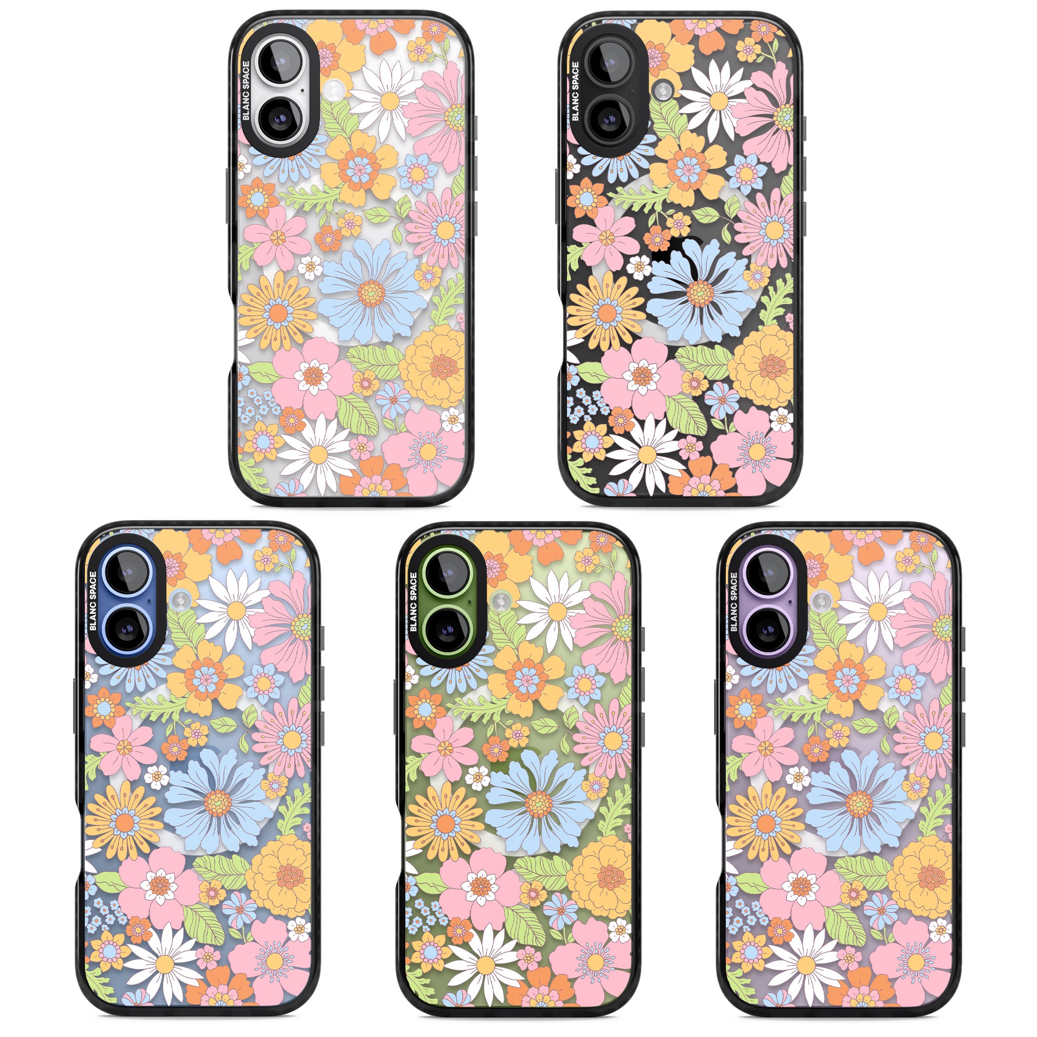 Pastel Flower Pattern iPhone 17 Impact Pro Black Phone Case APT Impact Protection