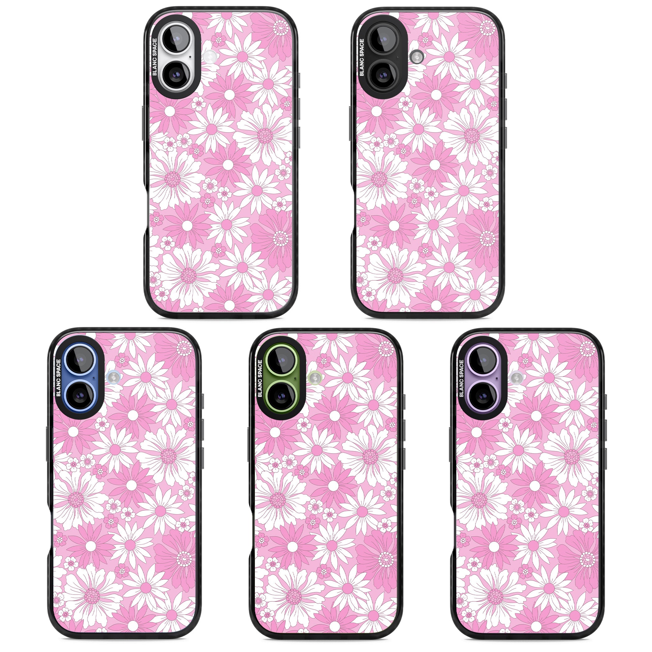 Pink White Flowers iPhone 17 Impact Pro Black Phone Case APT Impact Protection