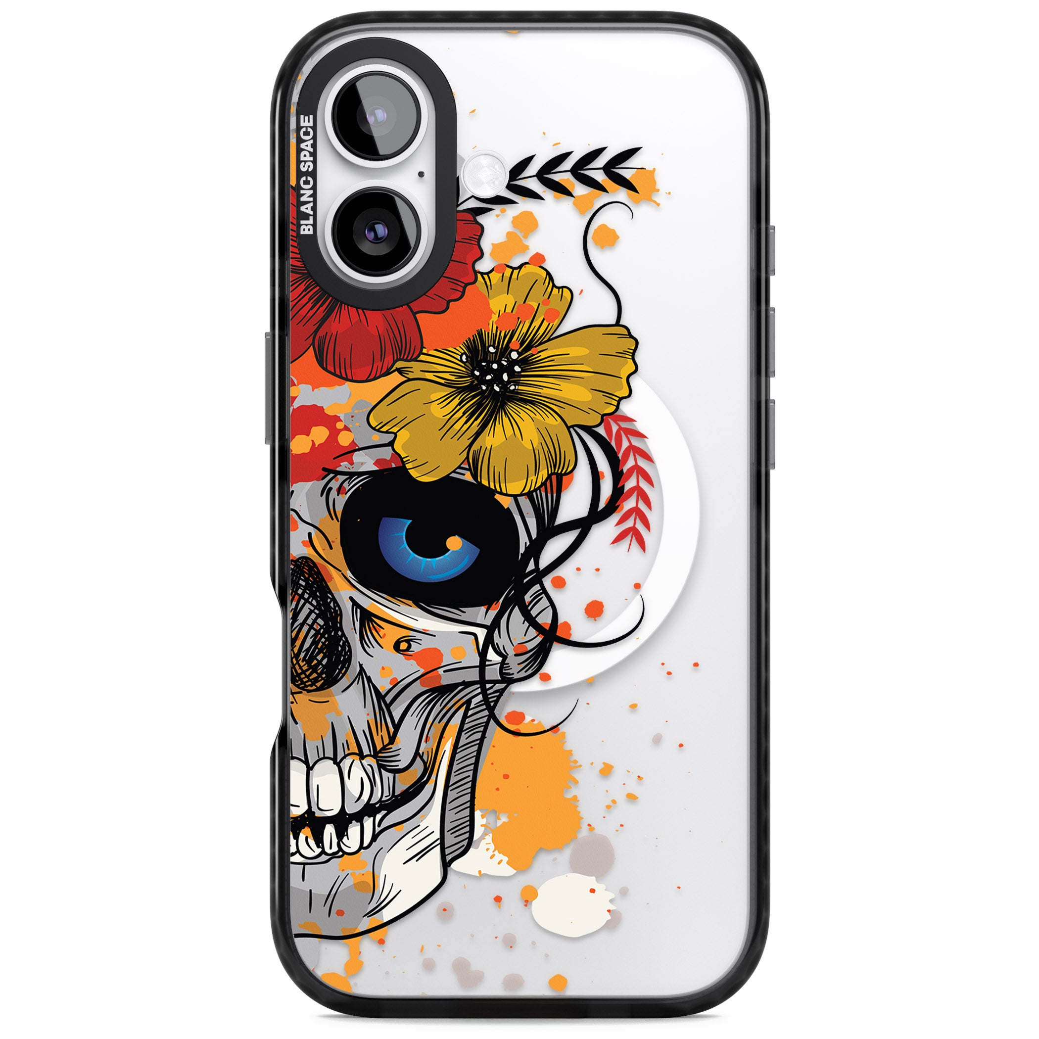 Sugar Skull Flowers iPhone 17 Impact Pro Black Phone Case