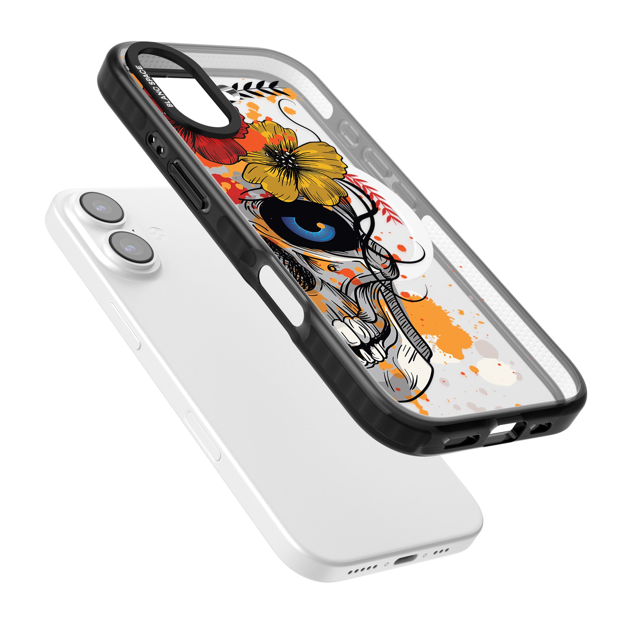 Sugar Skull Flowers iPhone 17 Impact Pro Black Phone Case Colours