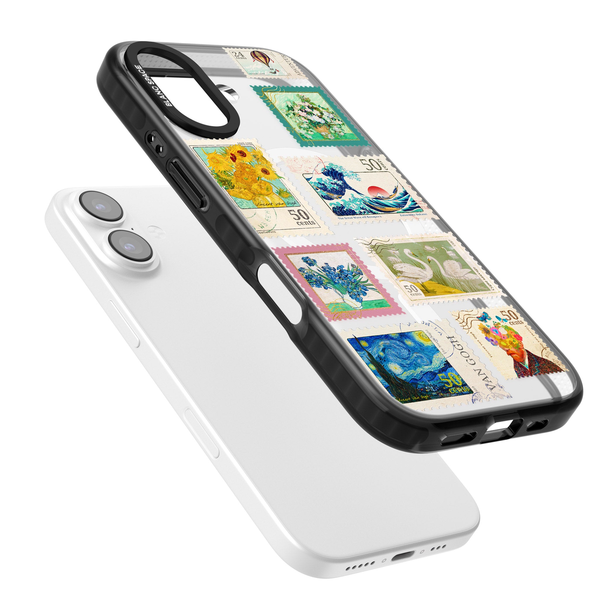 Vintage Art Stamps iPhone 17 Impact Pro Black Phone Case Colours