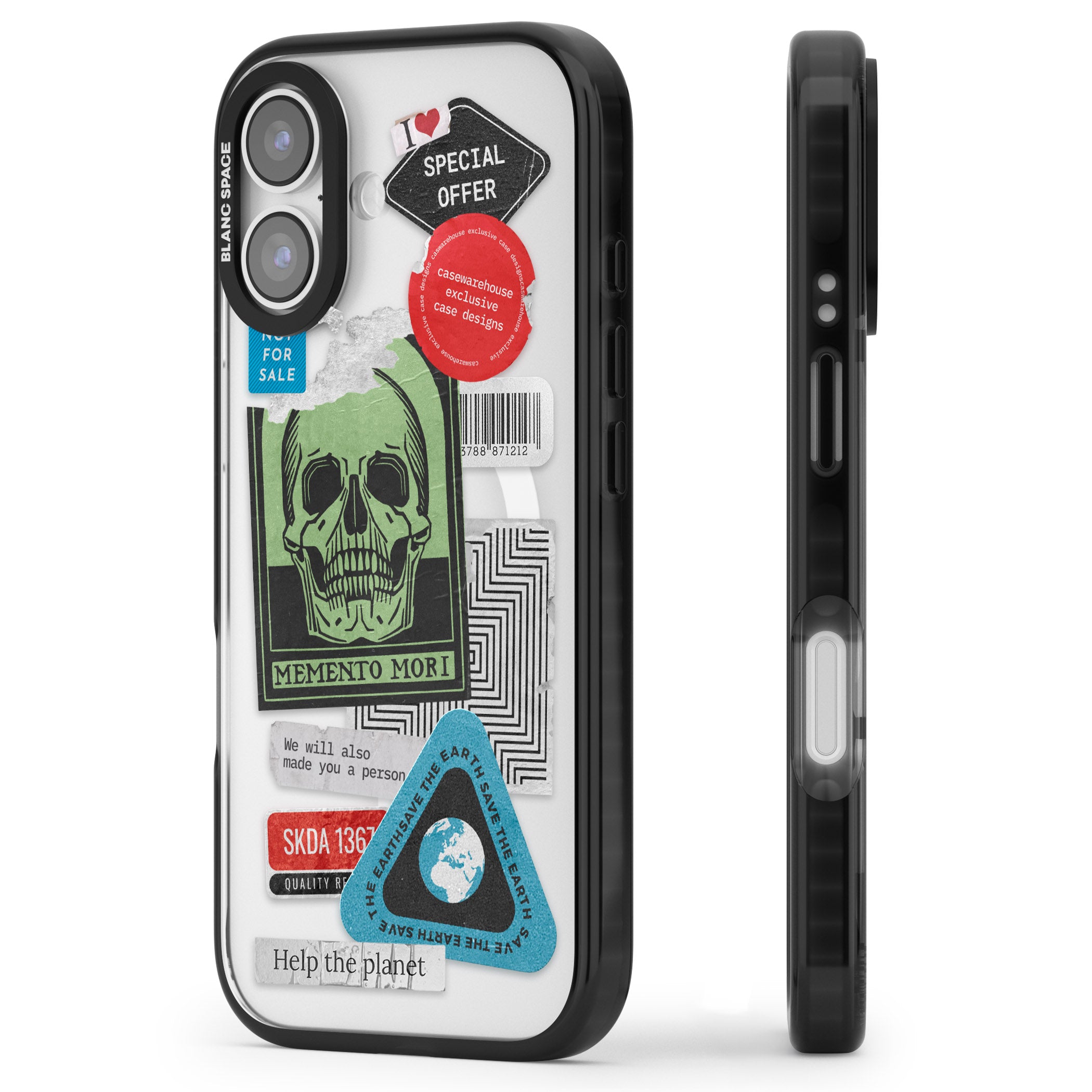 Skull Sticker Mix iPhone 17 Impact Pro Black Phone Case Side Profile