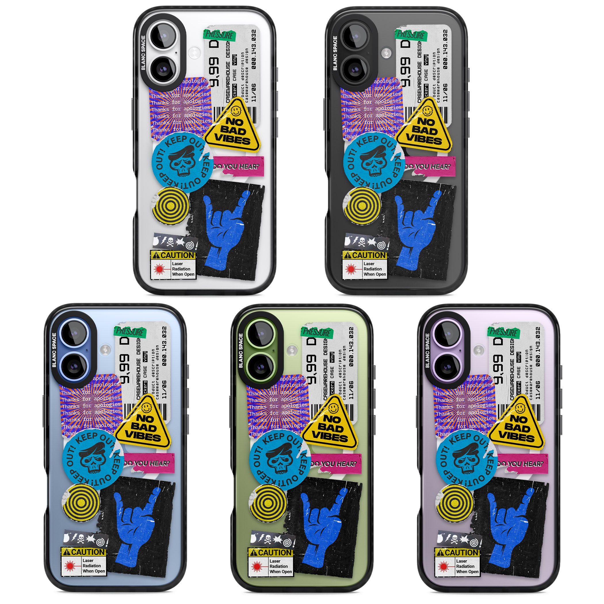 No Bad Vibes Sticker Mix iPhone 17 Impact Pro Black Phone Case APT Impact Protection