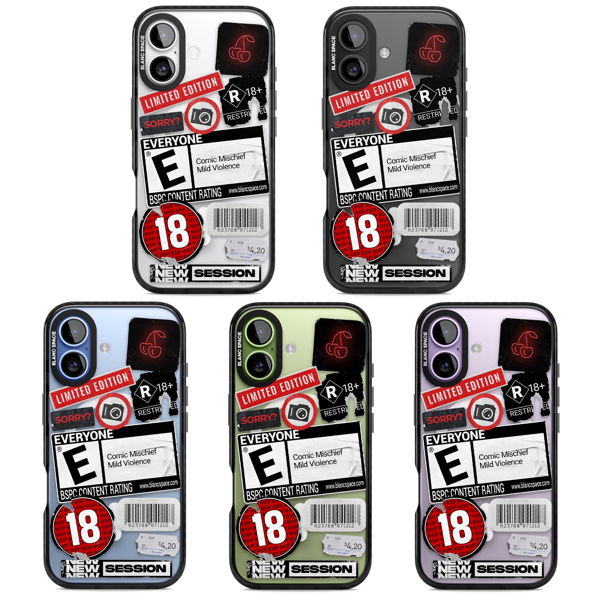 Rated 18+ Sticker Mix iPhone 17 Impact Pro Black Phone Case APT Impact Protection