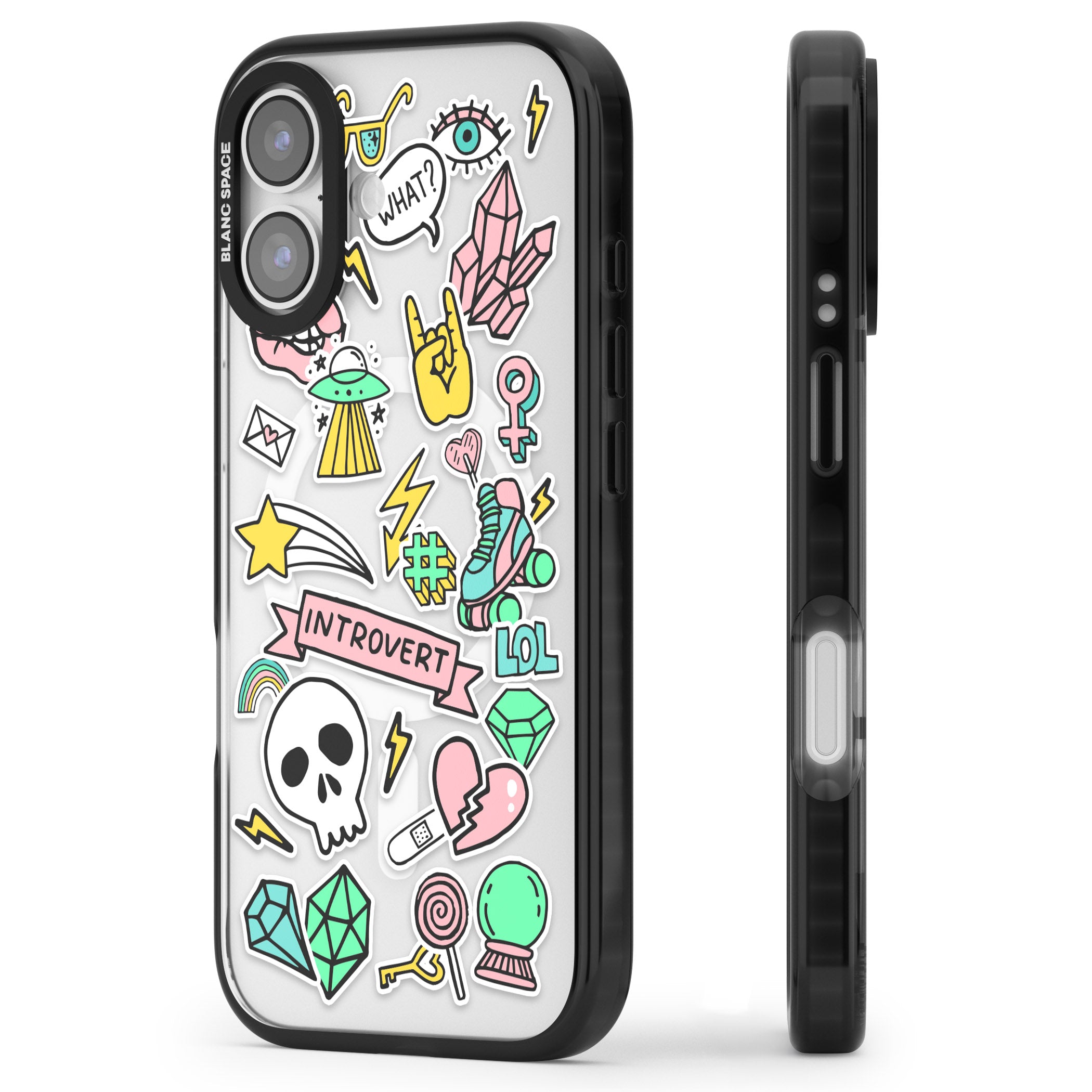 Introvert Sticker iPhone 17 Impact Pro Black Phone Case Side Profile