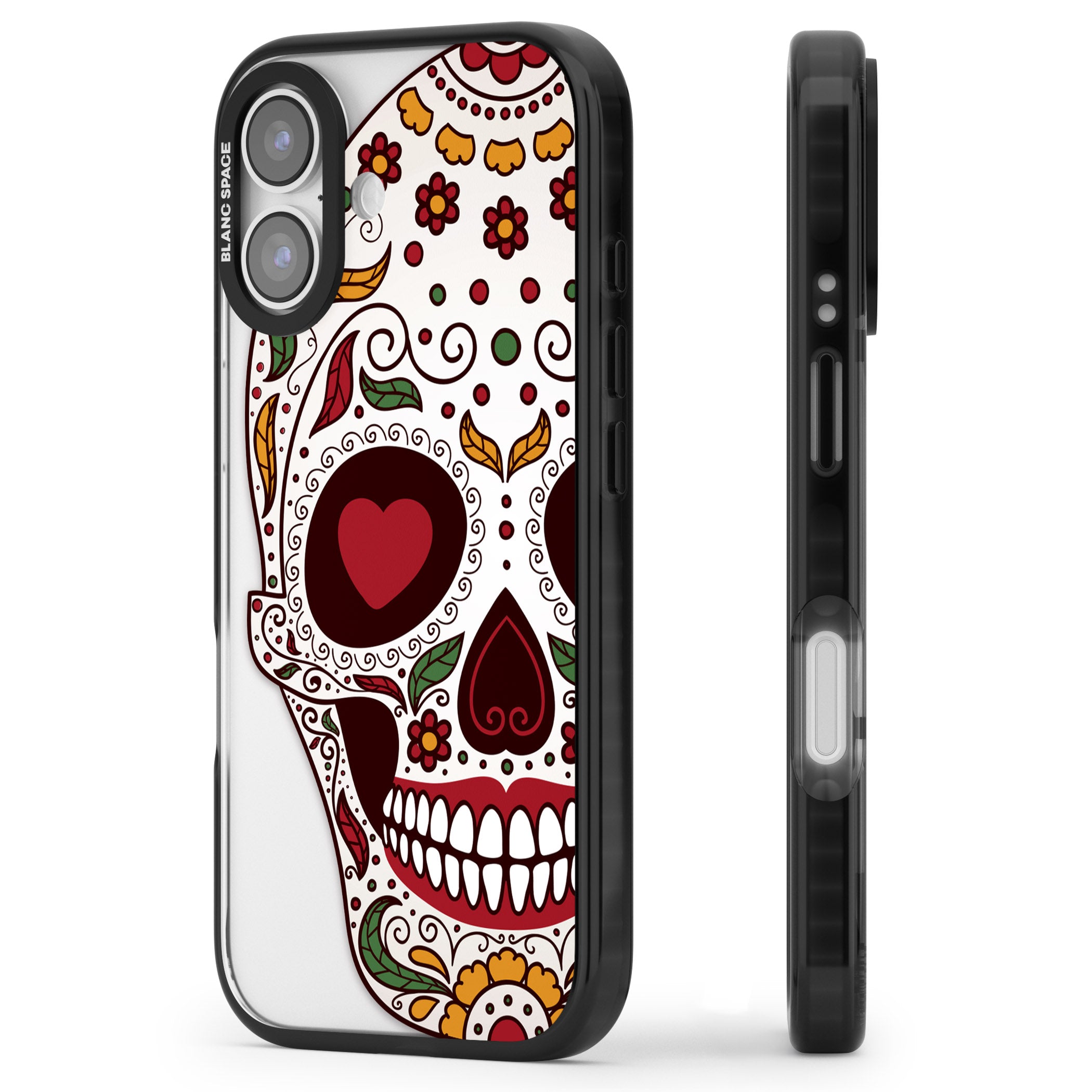 Autumn Sugar Skull iPhone 17 Impact Pro Black Phone Case Side Profile