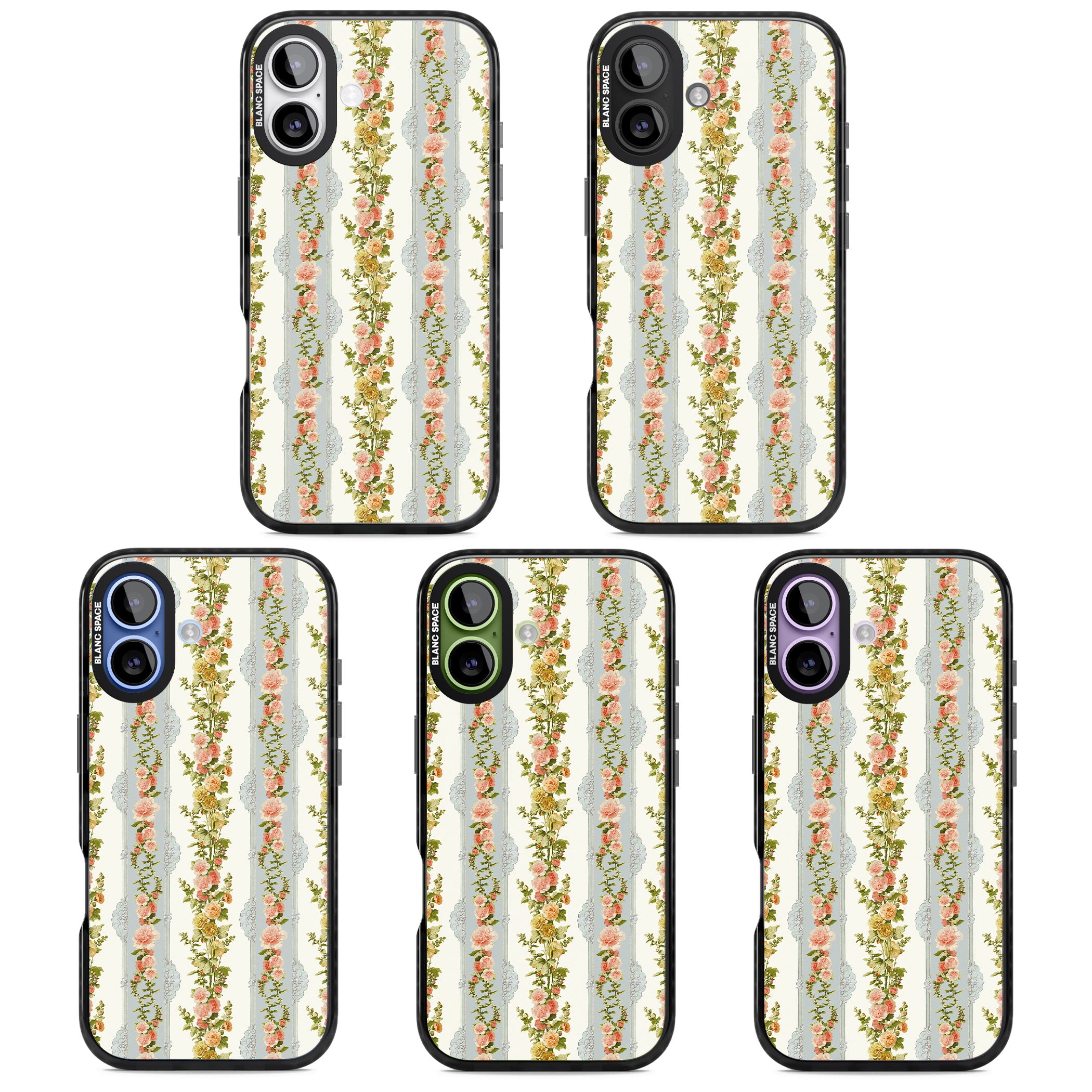 Vintage Floral Stripes iPhone 17 Impact Pro Black Phone Case APT Impact Protection