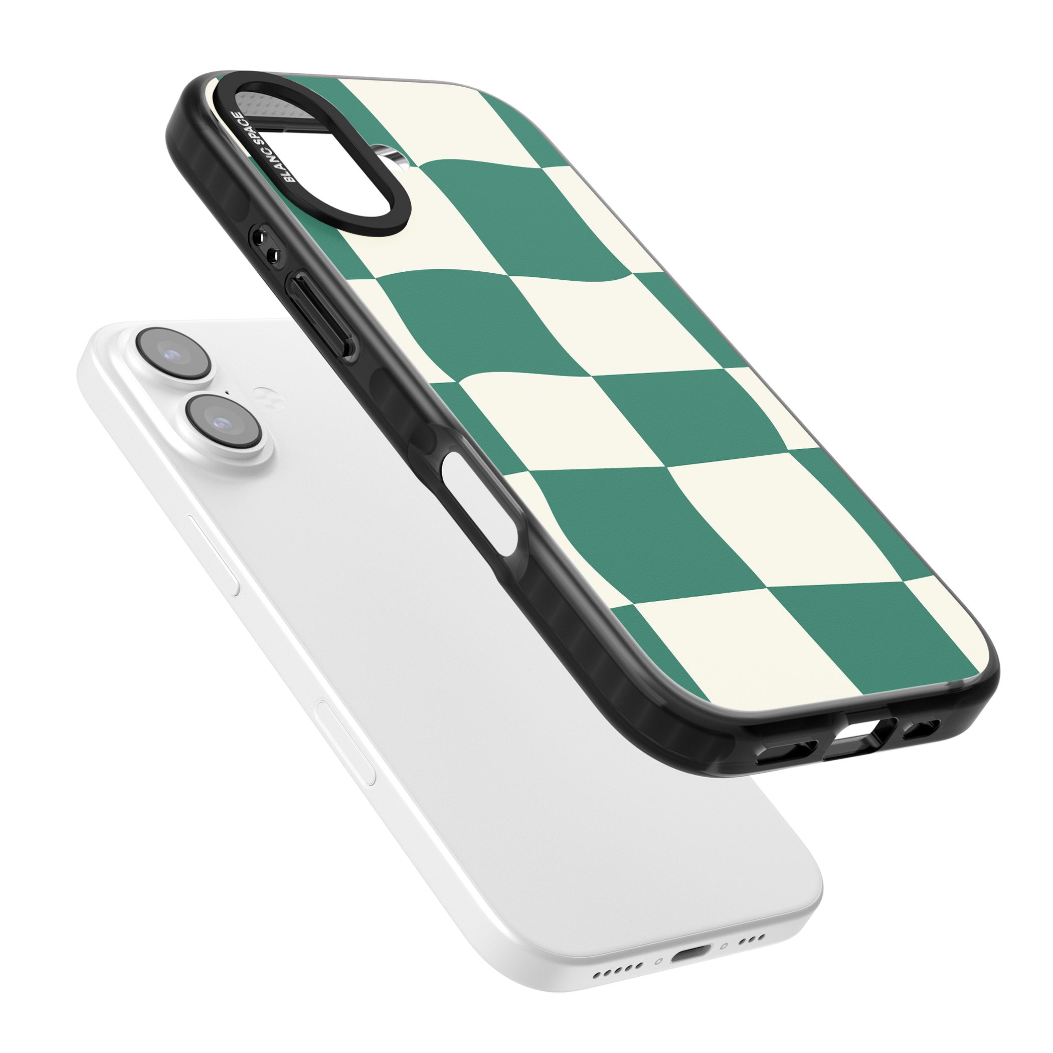 Green & Cream Wavy Check iPhone 17 Impact Pro Black Phone Case Colours