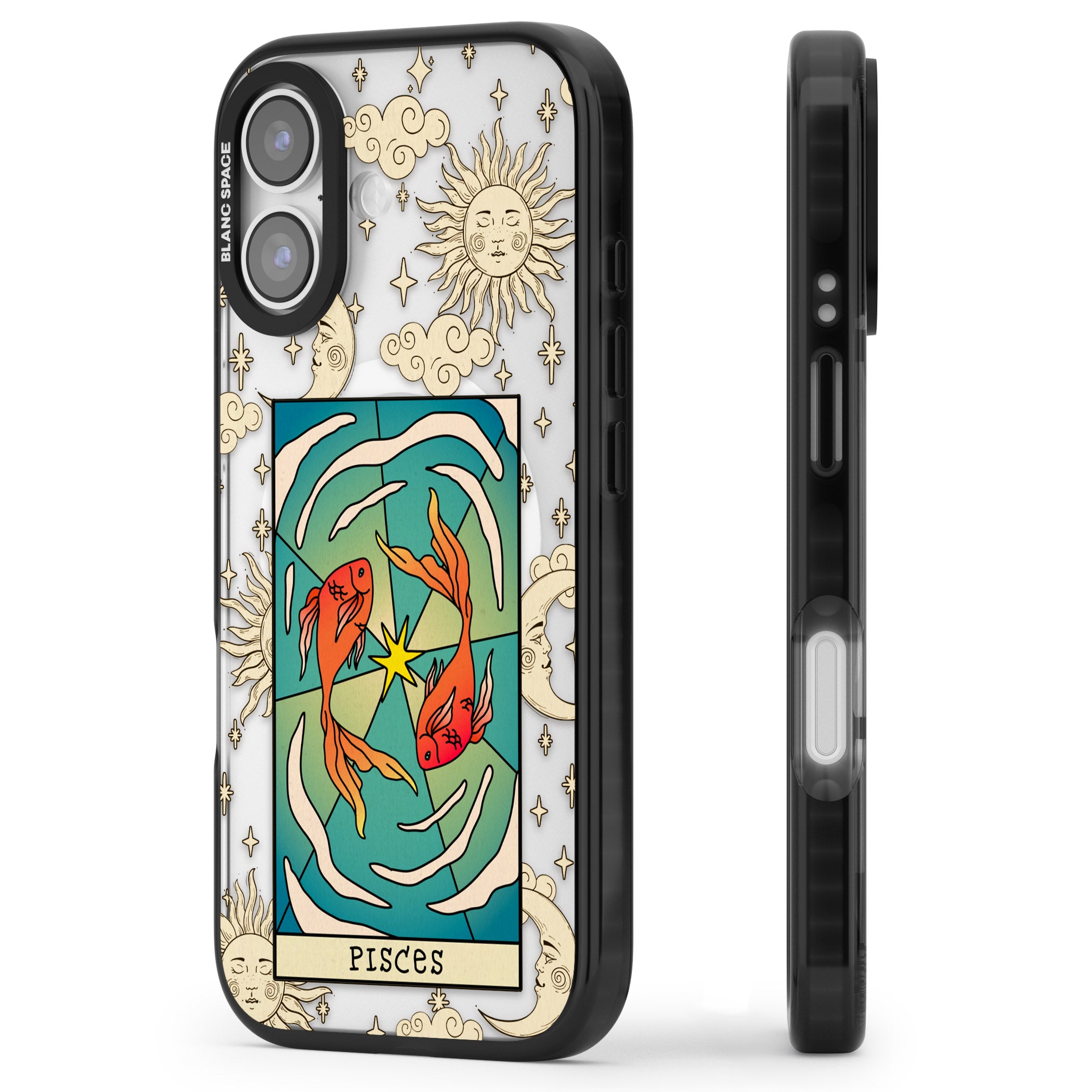 Celestial Zodiac Pisces iPhone 17 Impact Pro Black Phone Case Side Profile