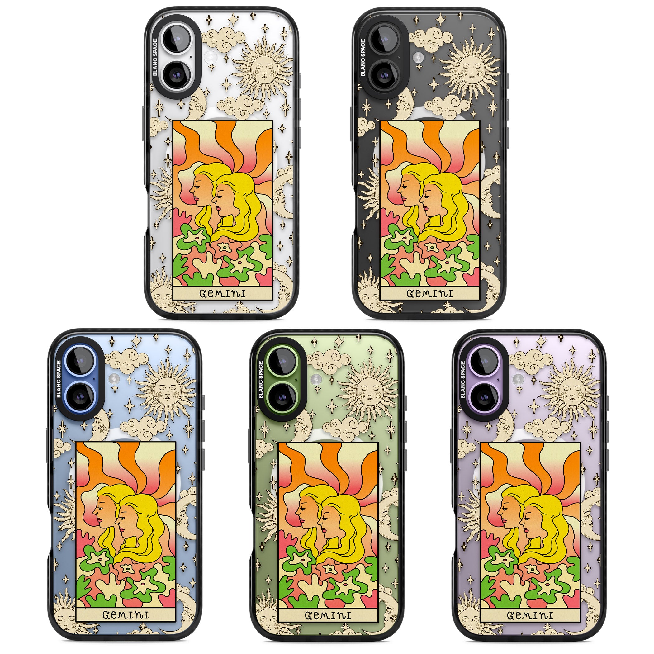 Celestial Zodiac Gemini iPhone 17 Impact Pro Black Phone Case APT Impact Protection