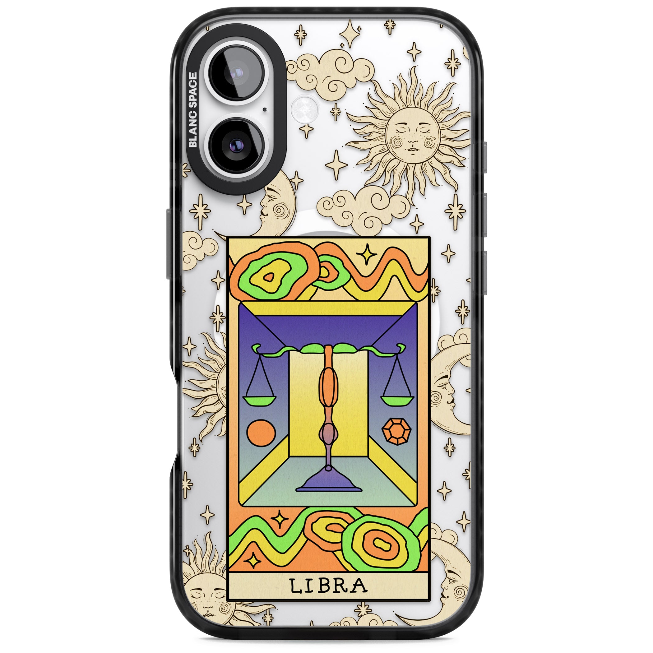 Celestial Zodiac Libra iPhone 17 Impact Pro Black Phone Case