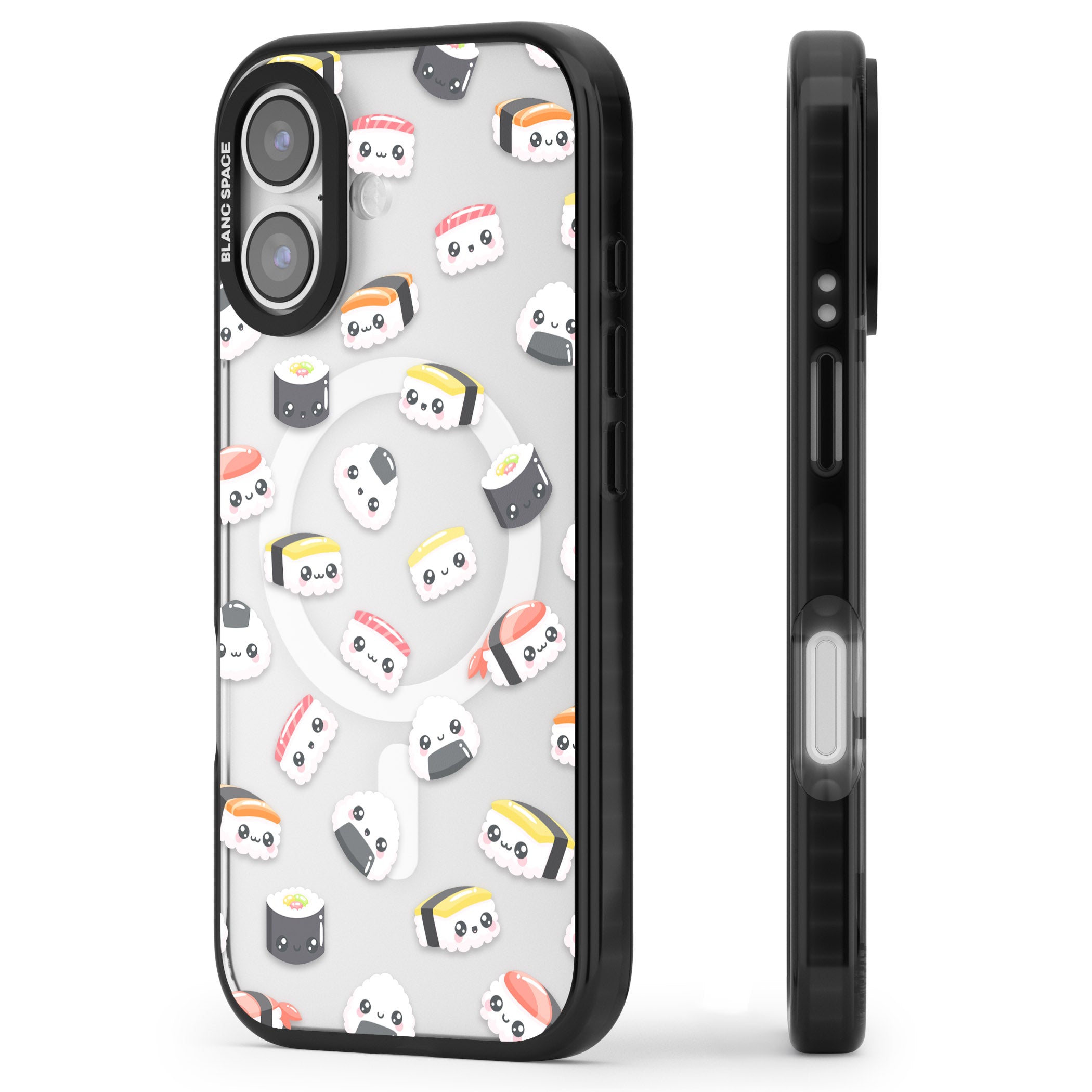 Kawaii Sushi iPhone 17 Impact Pro Black Phone Case Side Profile