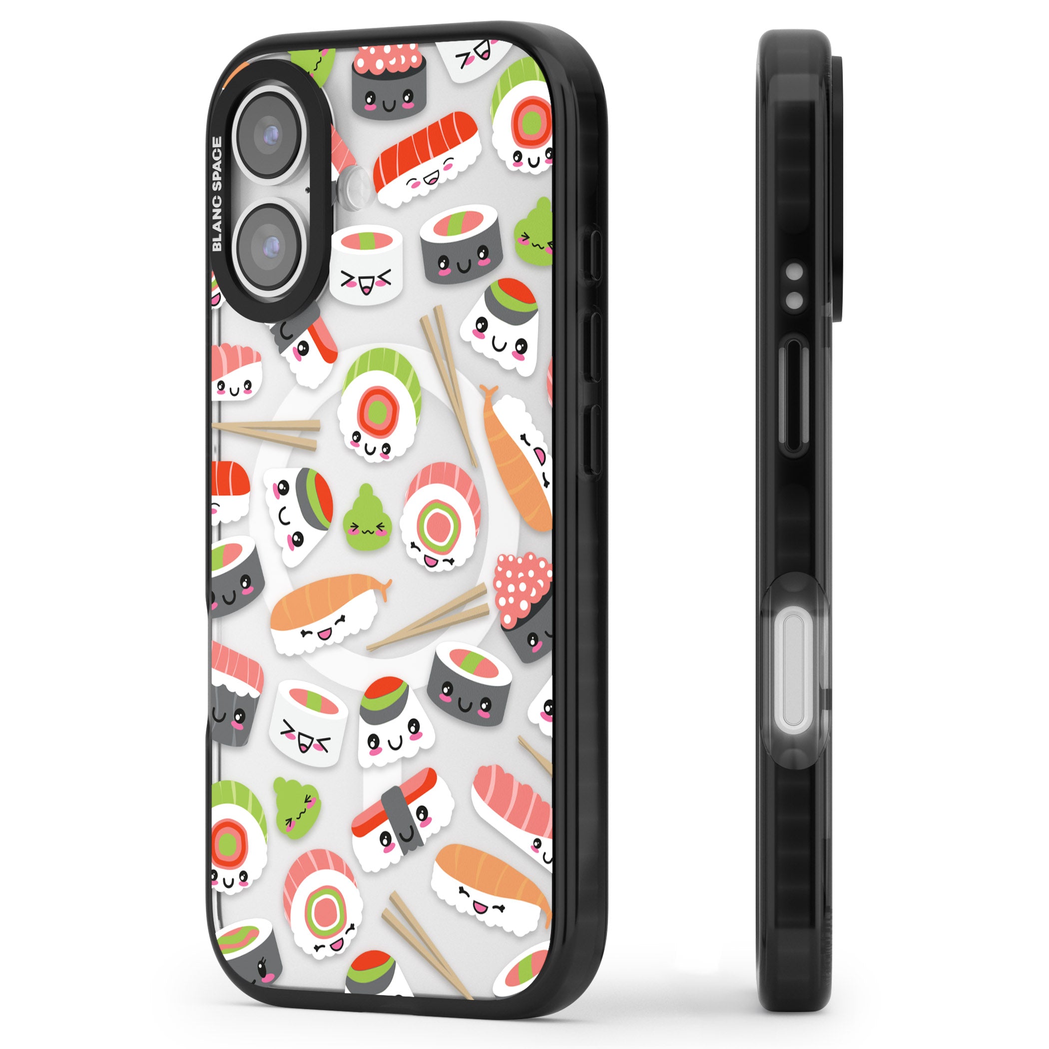 Kawaii Sushi Party iPhone 17 Impact Pro Black Phone Case Side Profile